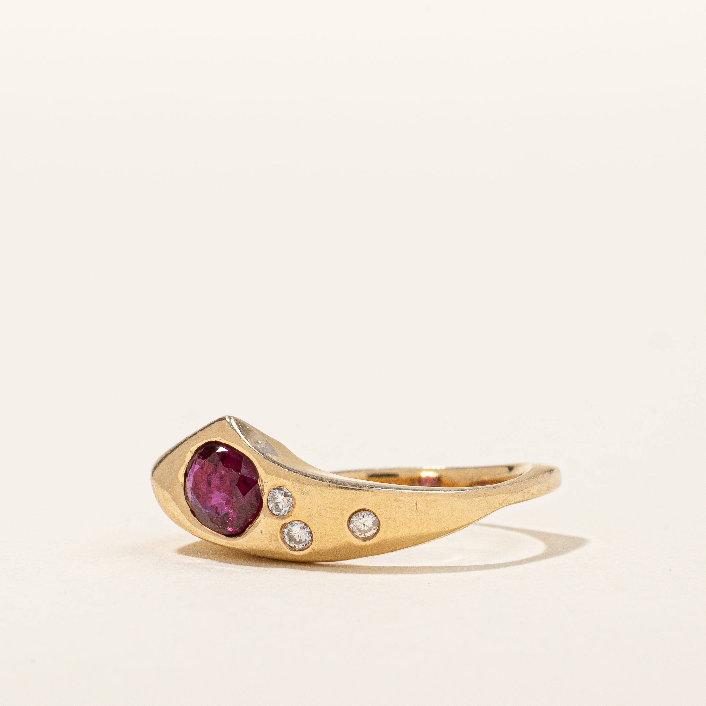 Glass Filled Ruby & Diamond Ring | 0.60ct, 0.08ctw | SZ 5 |
