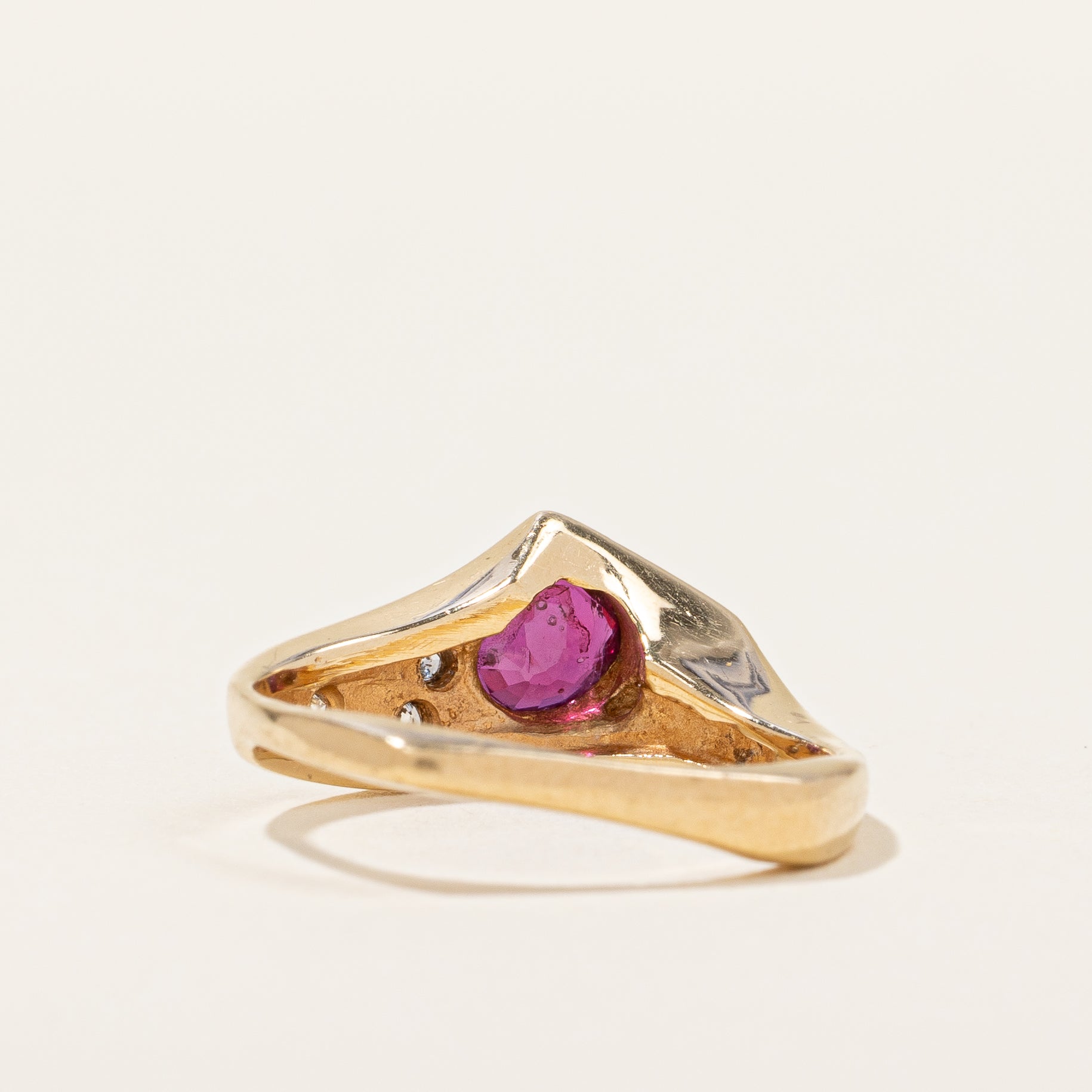 Glass Filled Ruby & Diamond Ring | 0.60ct, 0.08ctw | SZ 5 |