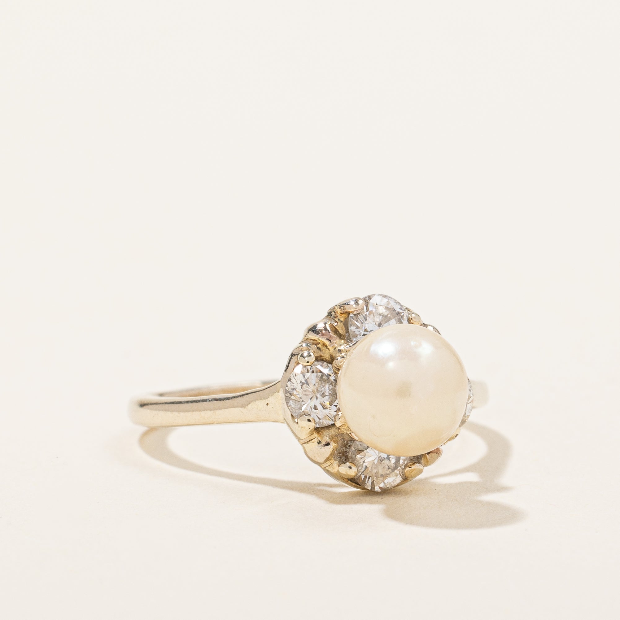 Pearl & Diamond Accented Ring | 0.60ctw, 6.6mm | SZ 6.25 |