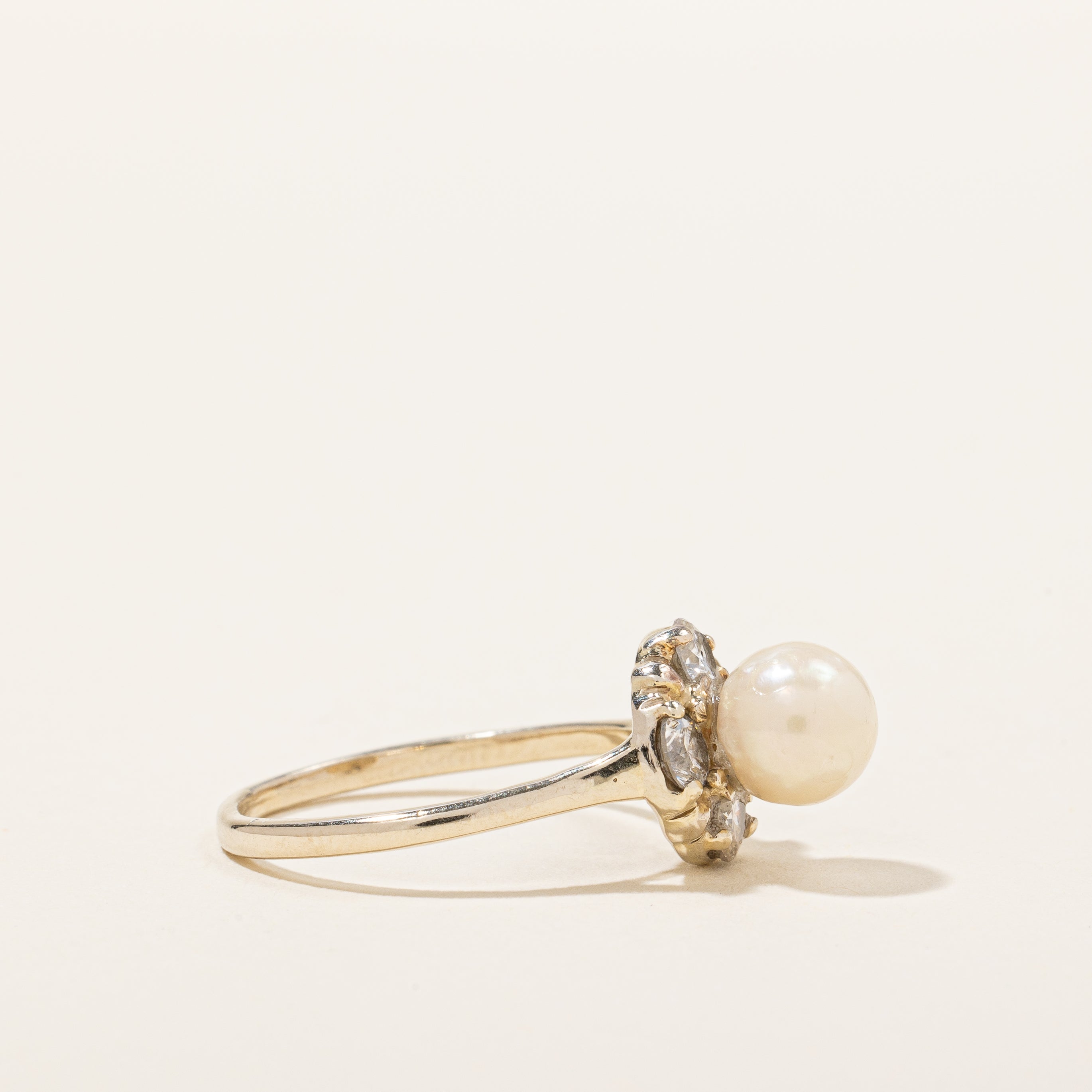 Pearl & Diamond Accented Ring | 0.60ctw, 6.6mm | SZ 6.25 |