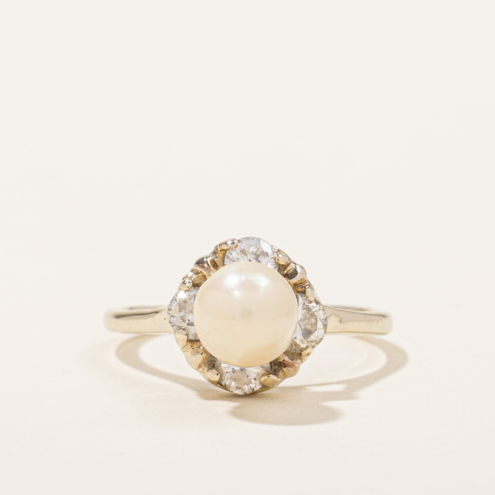 Pearl & Diamond Accented Ring | 0.60ctw, 6.6mm | SZ 6.25 |