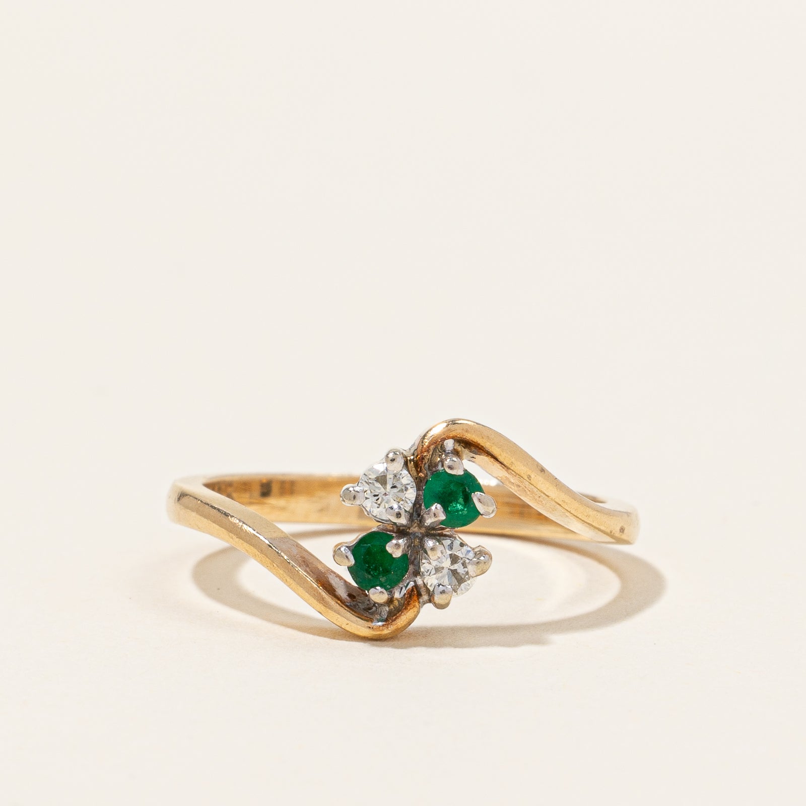 Bypass Emerald & Diamond Ring | 0.08ctw | 0.08ctw | SZ 5.75 |