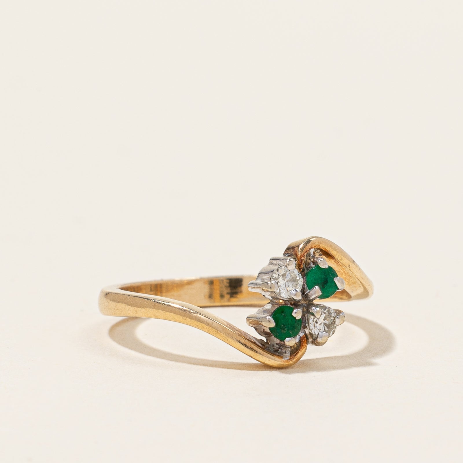 Bypass Emerald & Diamond Ring | 0.08ctw | 0.08ctw | SZ 5.75 |