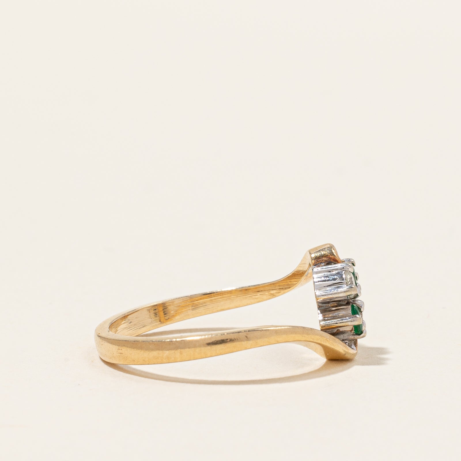 Bypass Emerald & Diamond Ring | 0.08ctw | 0.08ctw | SZ 5.75 |