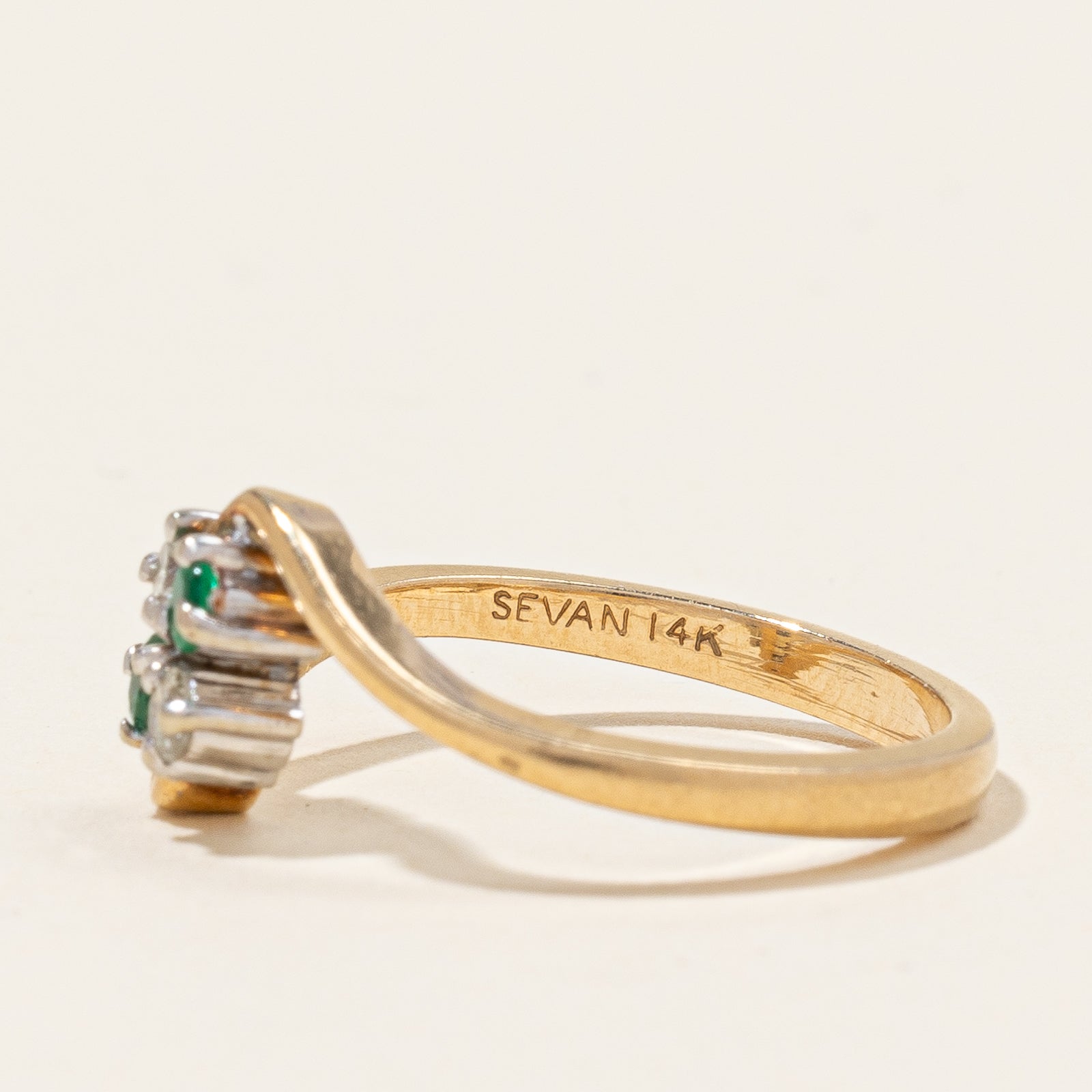 Bypass Emerald & Diamond Ring | 0.08ctw | 0.08ctw | SZ 5.75 |