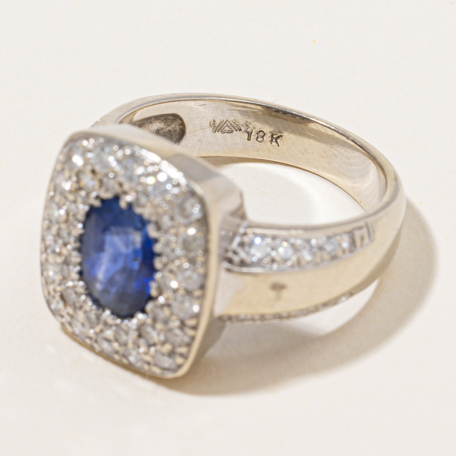 Pave Set Sapphire & Diamond Ring | 1.25ct, 0.80ctw | SZ 6.25 |