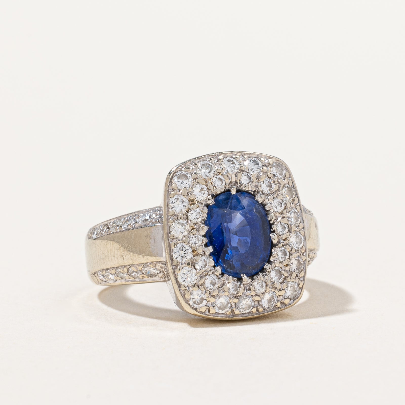 Pave Set Sapphire & Diamond Ring | 1.25ct, 0.80ctw | SZ 6.25 |