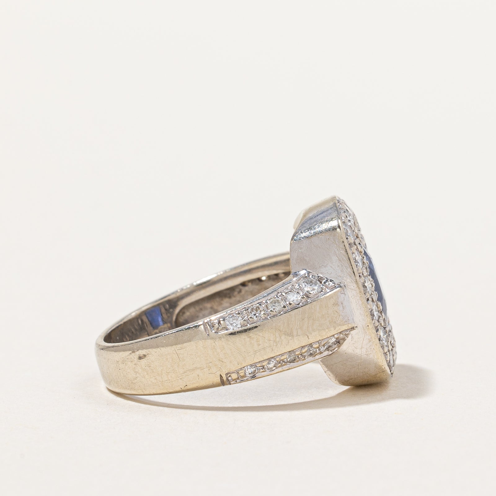 Pave Set Sapphire & Diamond Ring | 1.25ct, 0.80ctw | SZ 6.25 |