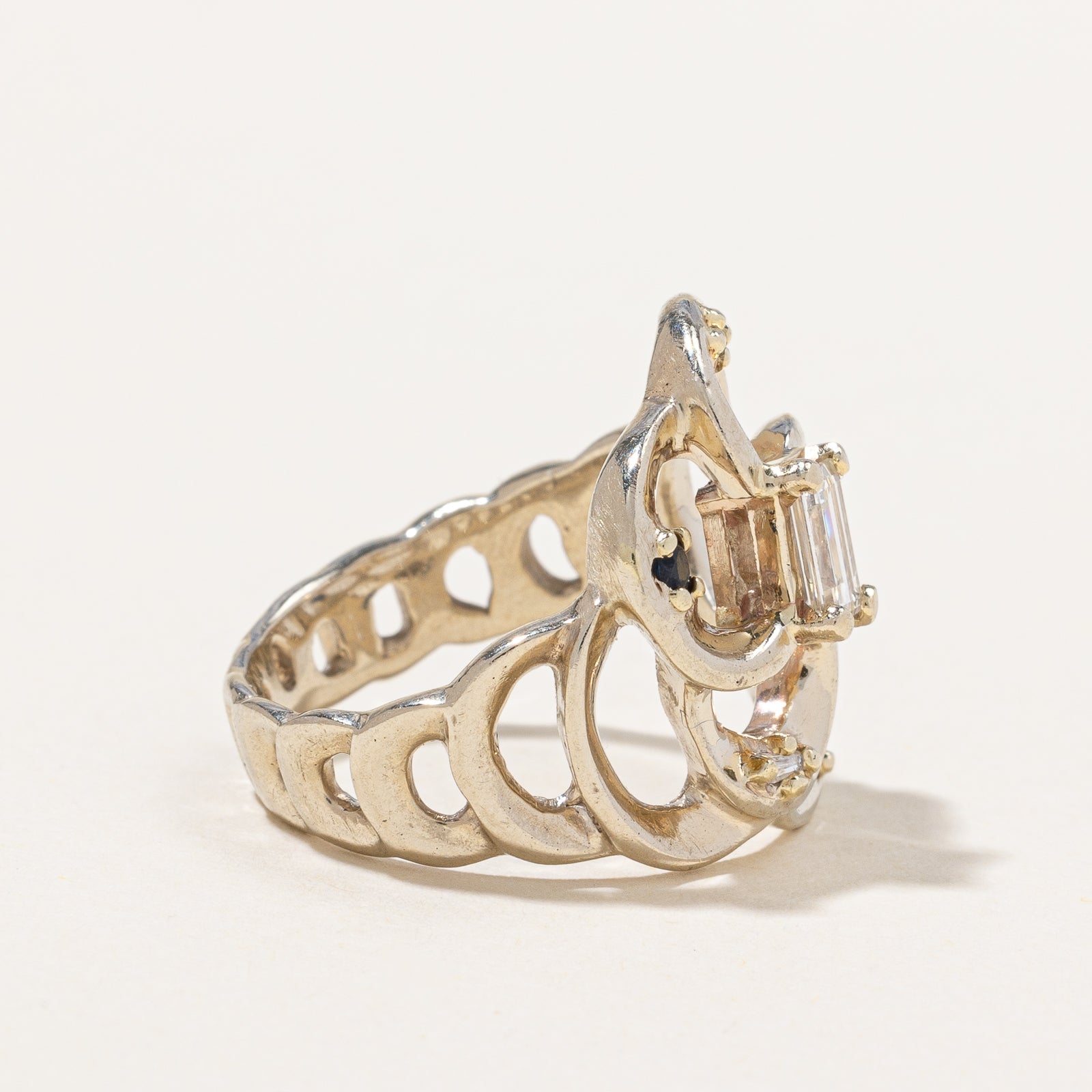 Diamond & Sapphire Freeform Ring | 0.58ctw, 0.18ctw | SZ 7.25 |