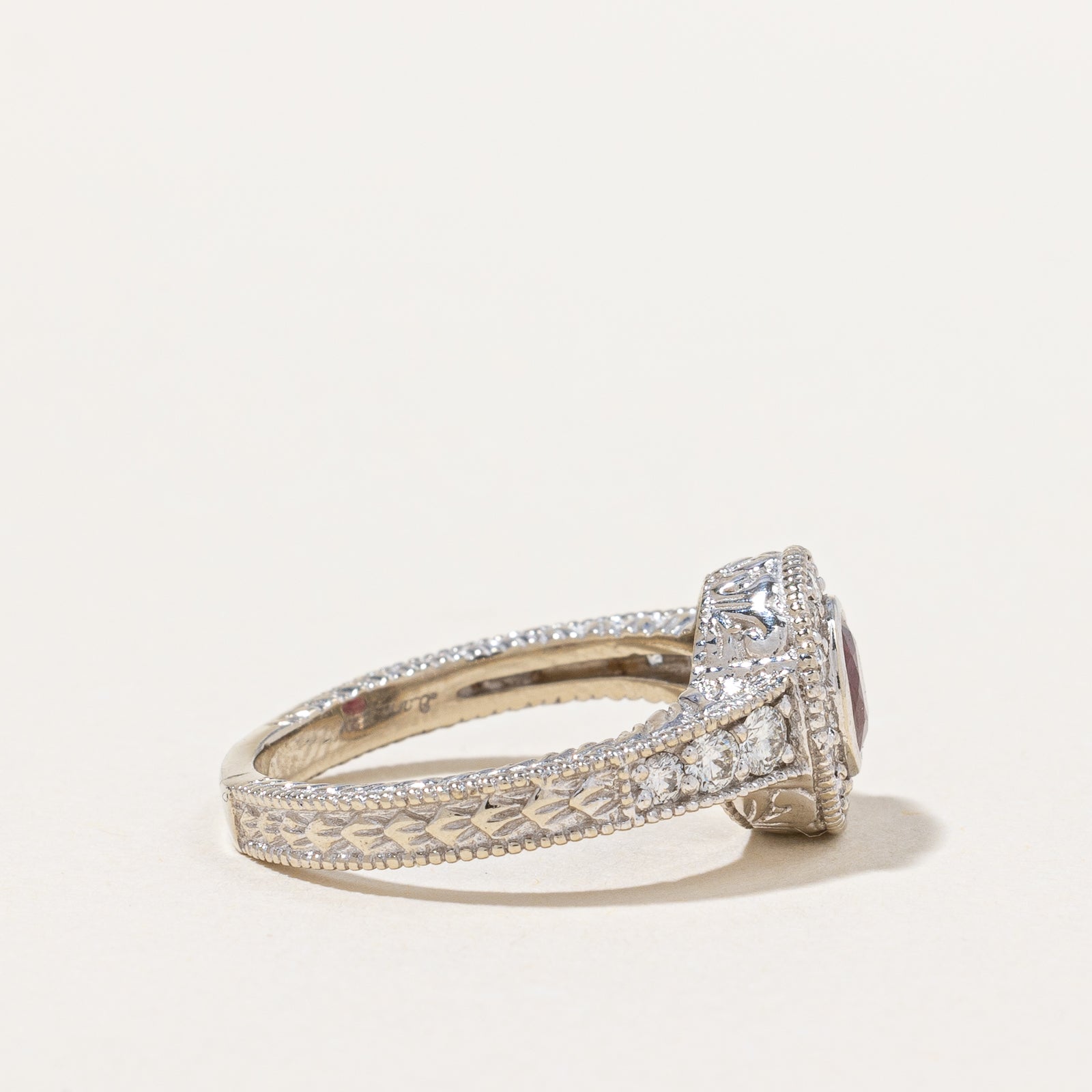 Ruby & Diamond Halo Ring | 0.50ct, 0.40ctw | SZ 5 |