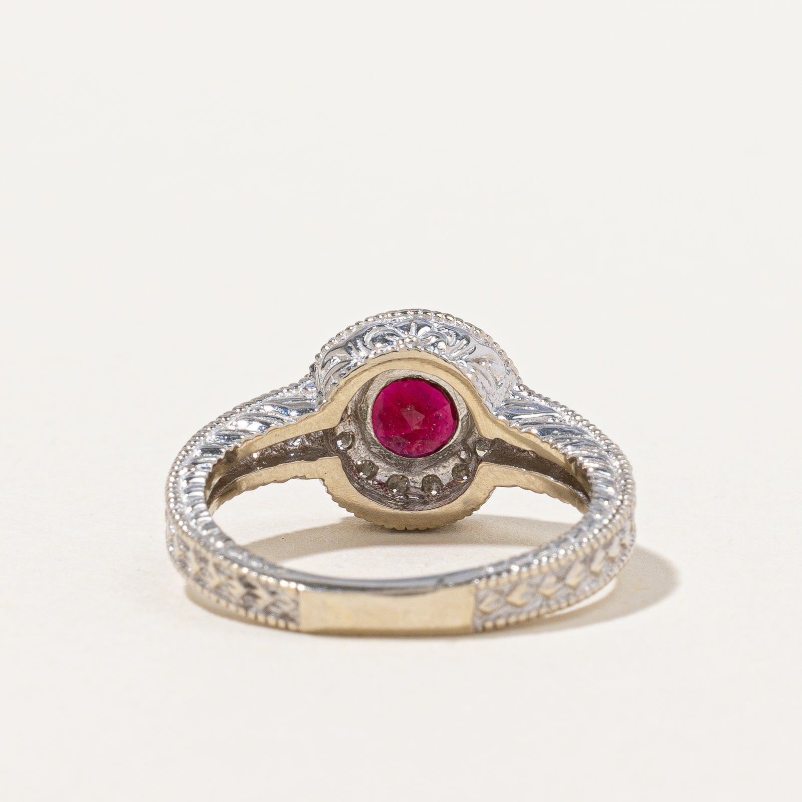 Ruby & Diamond Halo Ring | 0.50ct, 0.40ctw | SZ 5 |