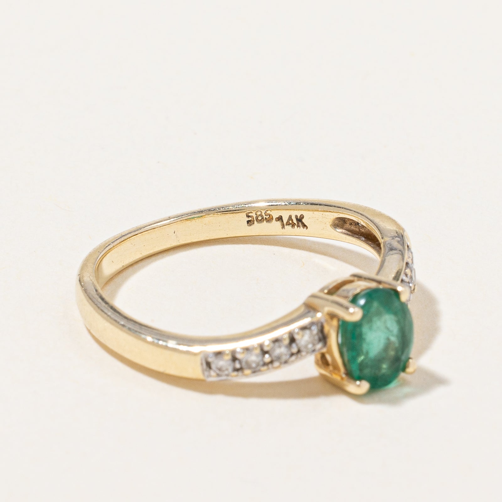 Emerald & Diamond Waterfall Ring | 0.38ct, 0.06ctw | SZ 5 |