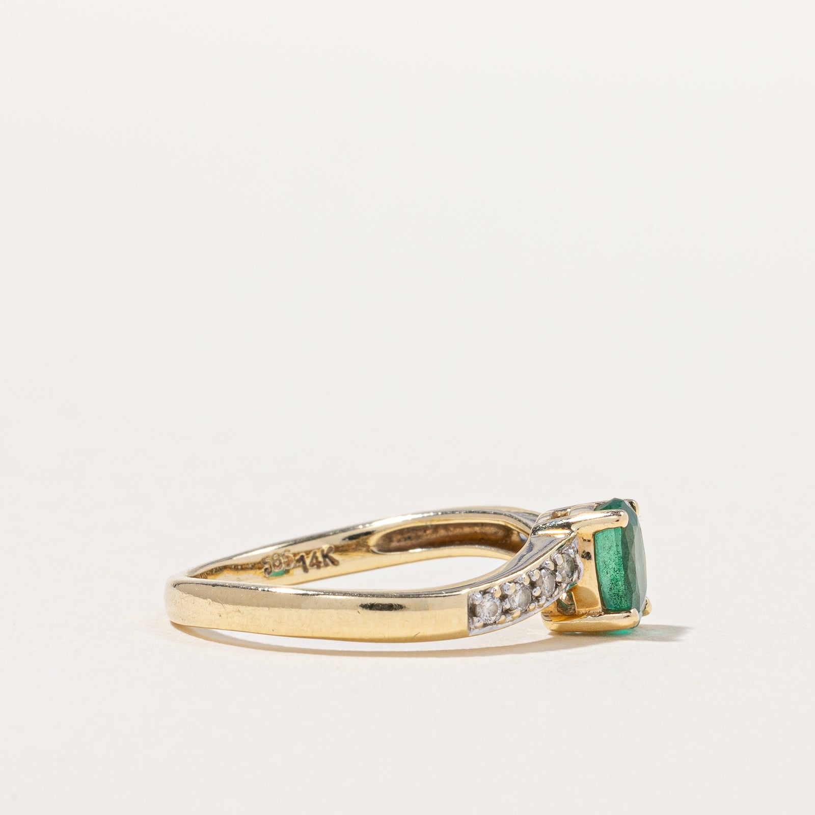 Emerald & Diamond Waterfall Ring | 0.38ct, 0.06ctw | SZ 5 |
