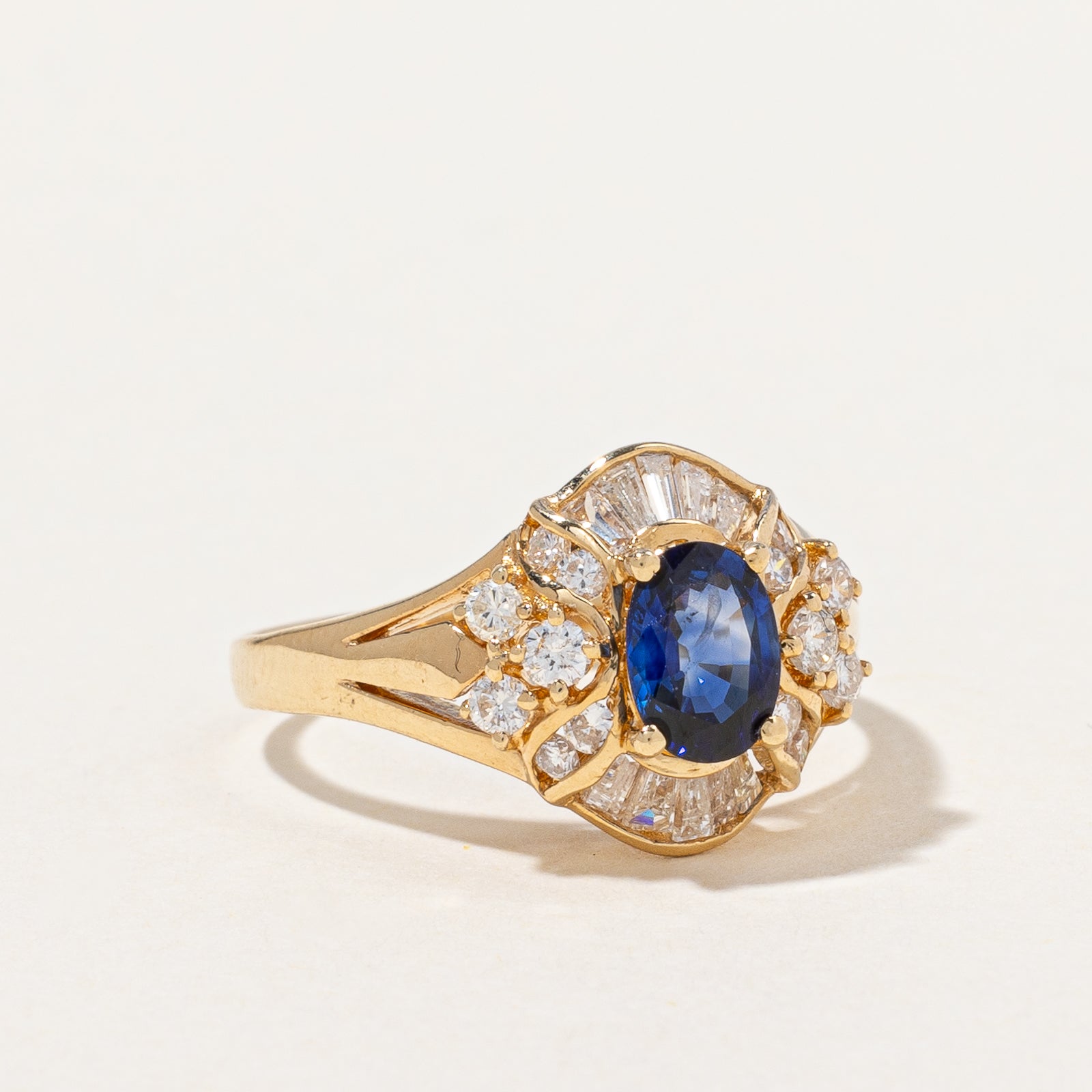 Synthetic Sapphire & Natural Diamond Ring | 0.60ct, 0.50ctw | SZ 6.75 |