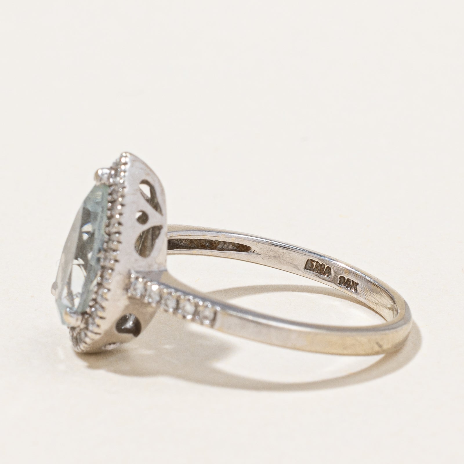 Aquamarine & Diamond Cocktail Ring | 1.10ct, 0.18ctw | SZ 6 |