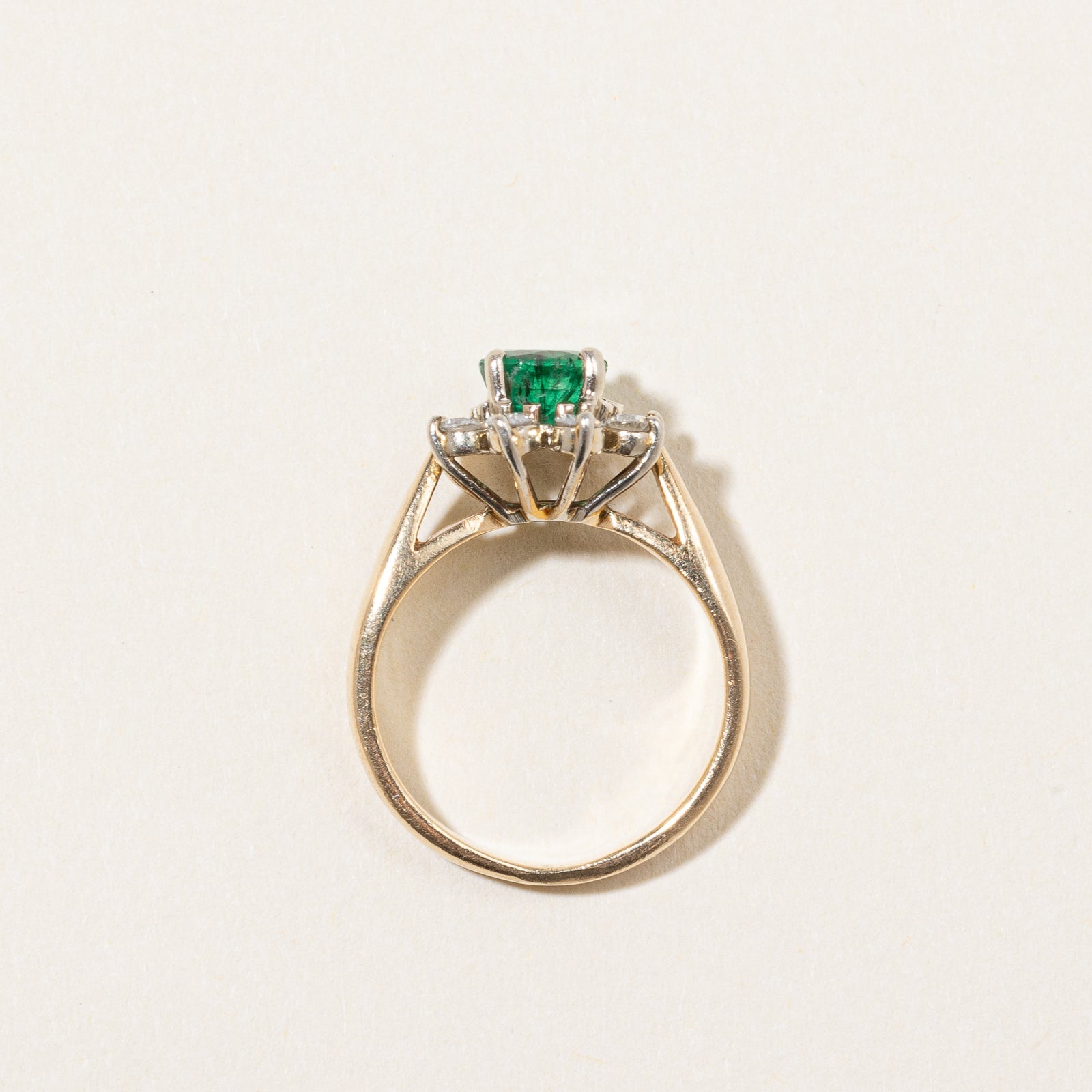 Emerald & Diamond Halo Ring | 0.35ct, 0.16ctw | SZ 2 |