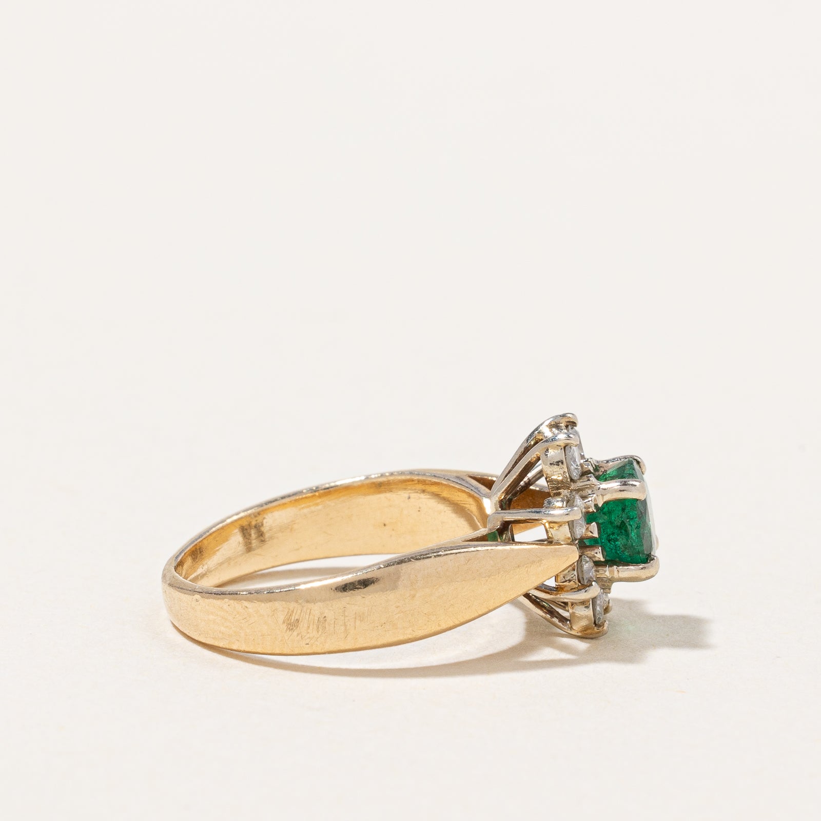 Emerald & Diamond Halo Ring | 0.35ct, 0.16ctw | SZ 2 |