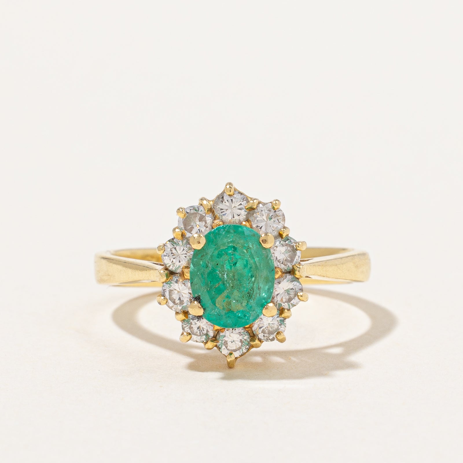 Emerald & Diamond Halo Ring | 0.70ct, 0.50ctw | SZ 5.75 |