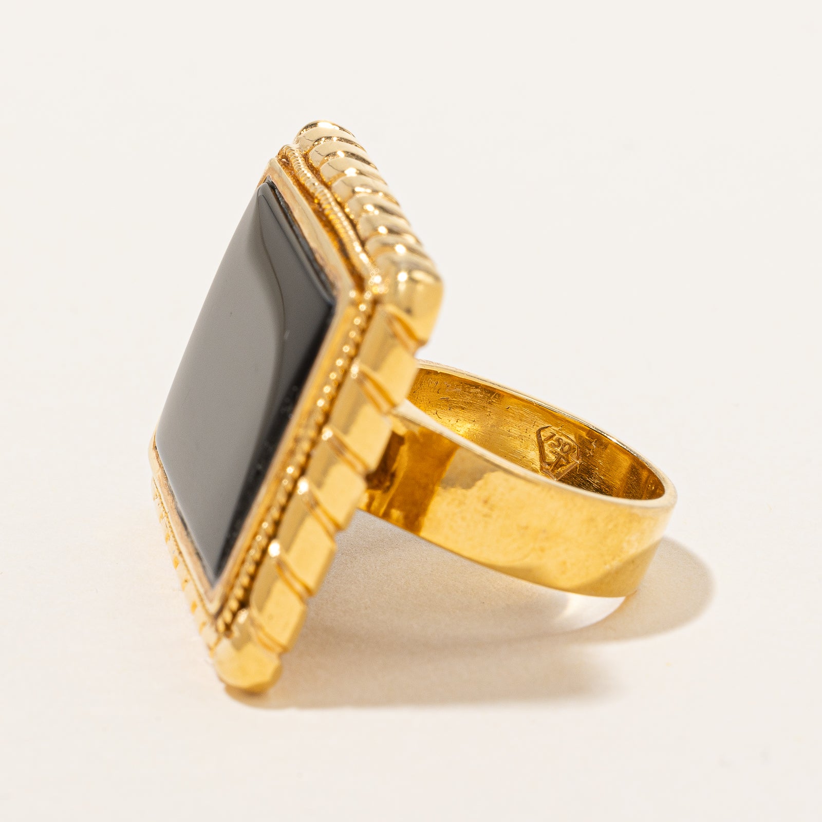 Vintage Cocktail Ring Set With Large Onyx Stone | 12.00ct | SZ 6.5 |