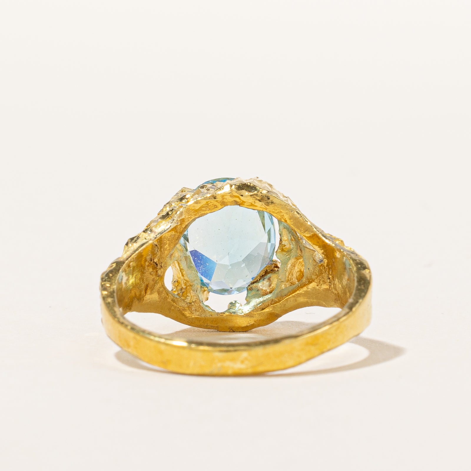 Vintage Blue Topaz Textured Cocktail Ring | 3.30ct | SZ 8 |