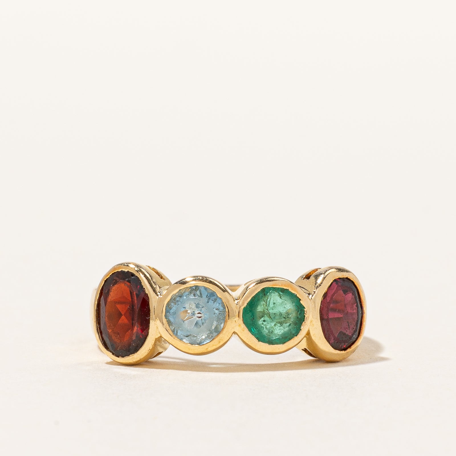 Bezel Set Mixed Gem Ring SZ - Main Image