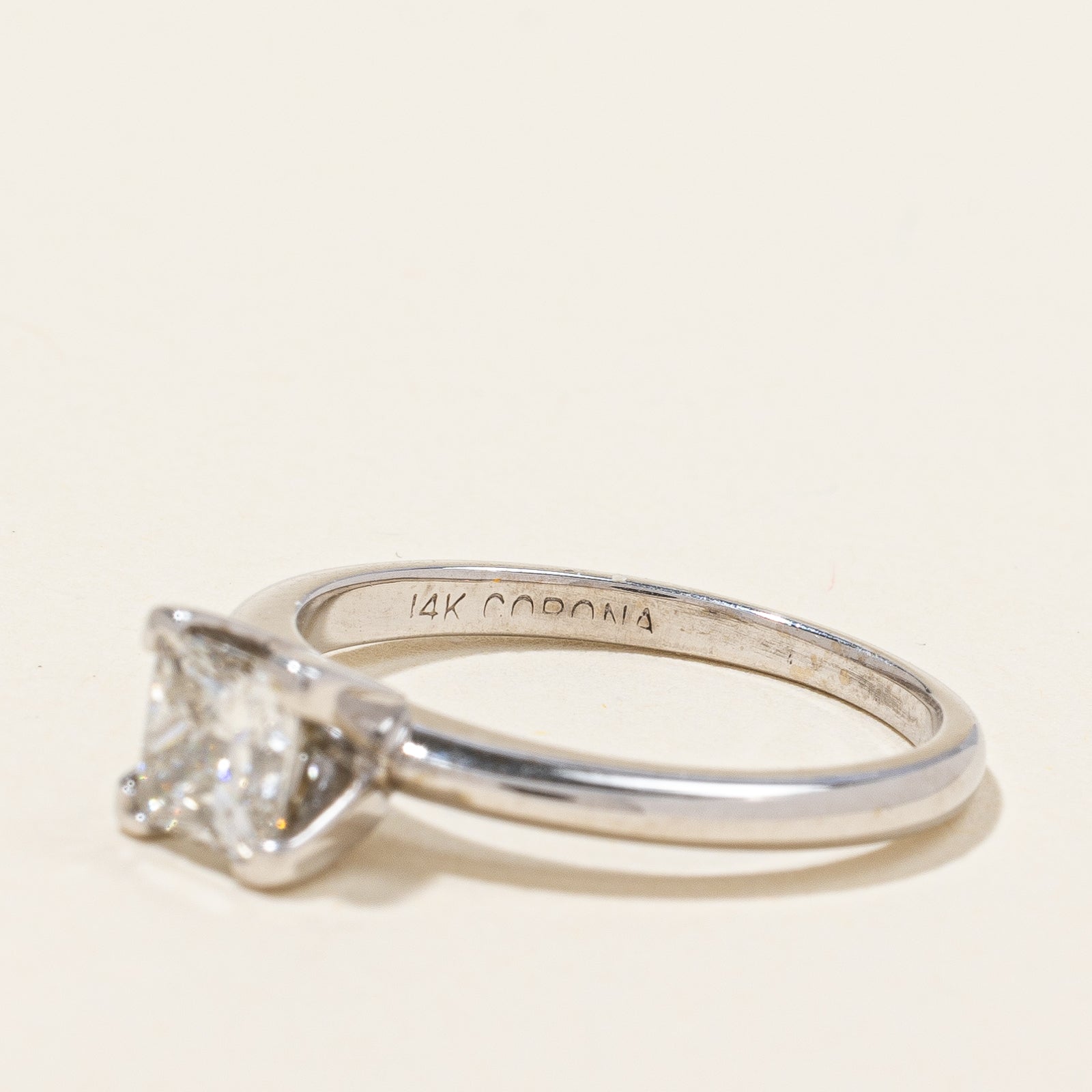 Canadian White Gold Princess Cut Engagement Ring | 0.70 ct VVS2 G | SZ 6 |