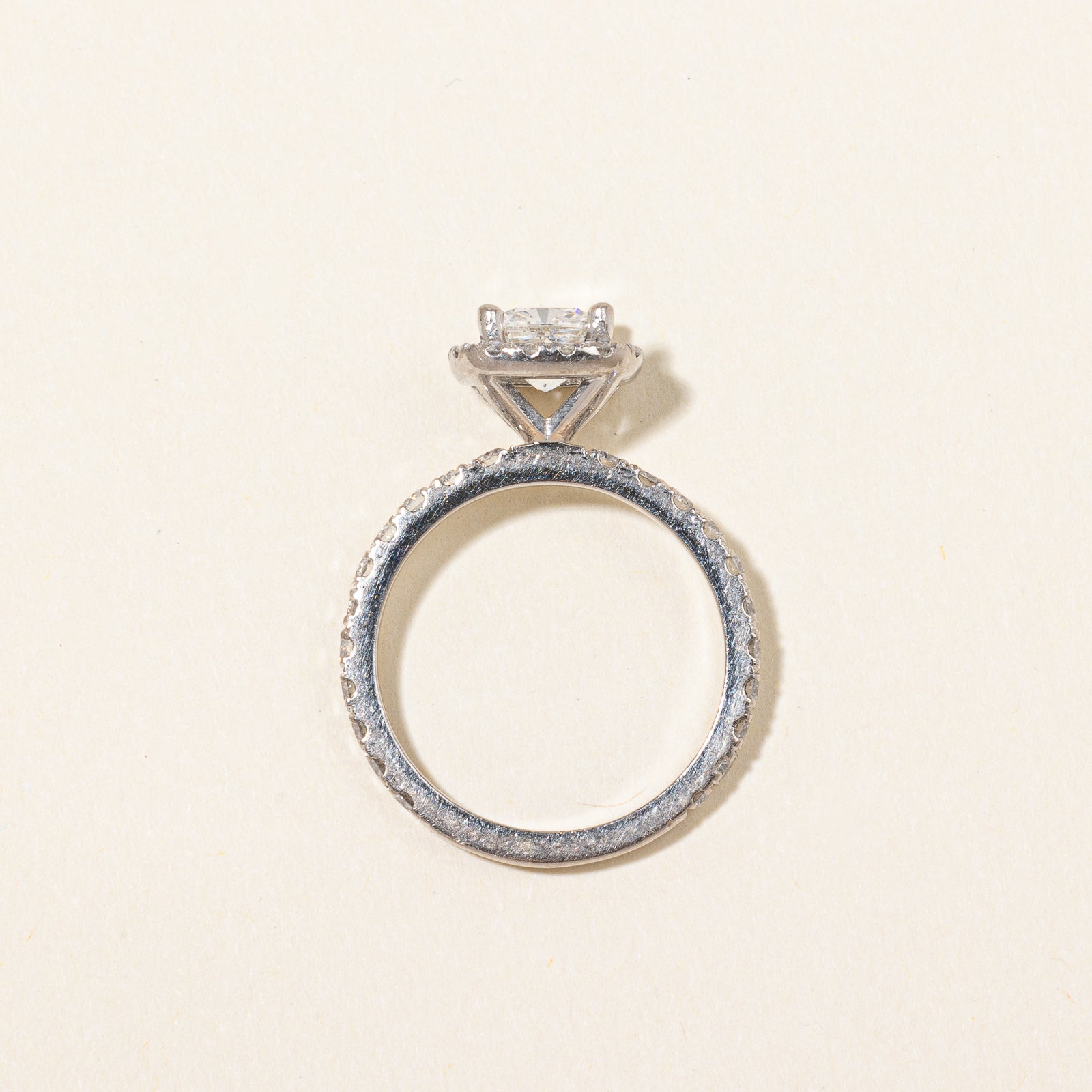 GIA Graded Cushion Cut Diamond Halo Engagement Ring | 1.62ctw | SZ 5 |