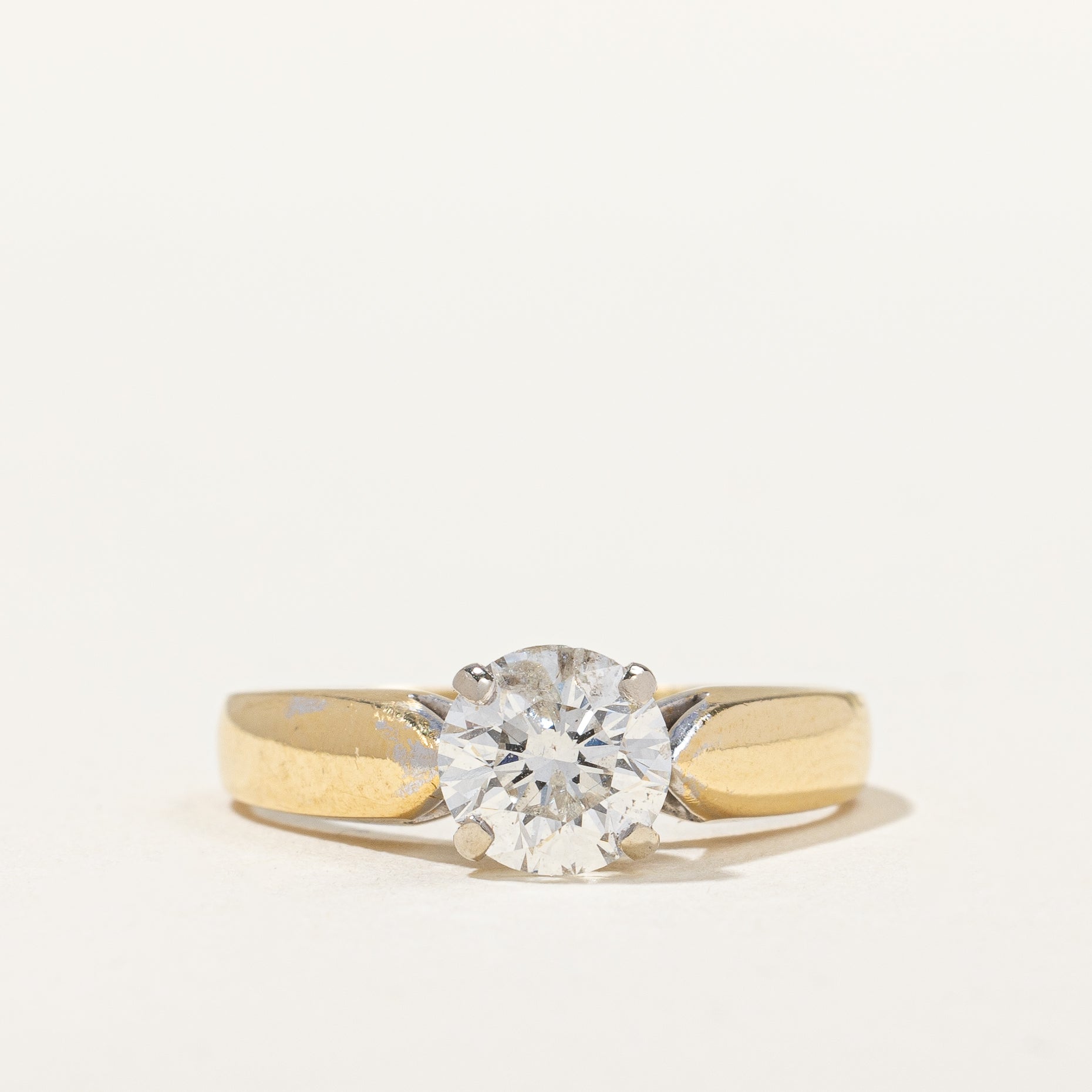 18k Solitaire Diamond Engagement Ring | 0.96ct I2 H| SZ 5 |