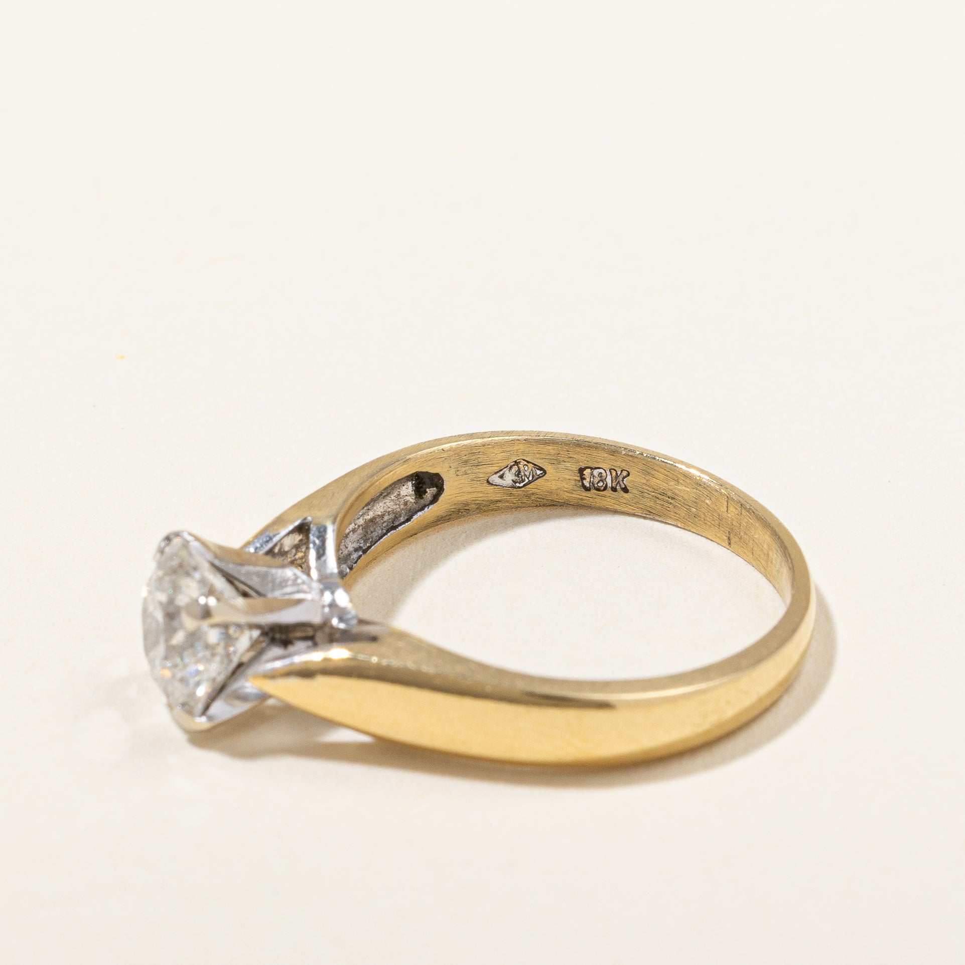 18k Solitaire Diamond Engagement Ring | 0.96ct I2 H| SZ 5 |