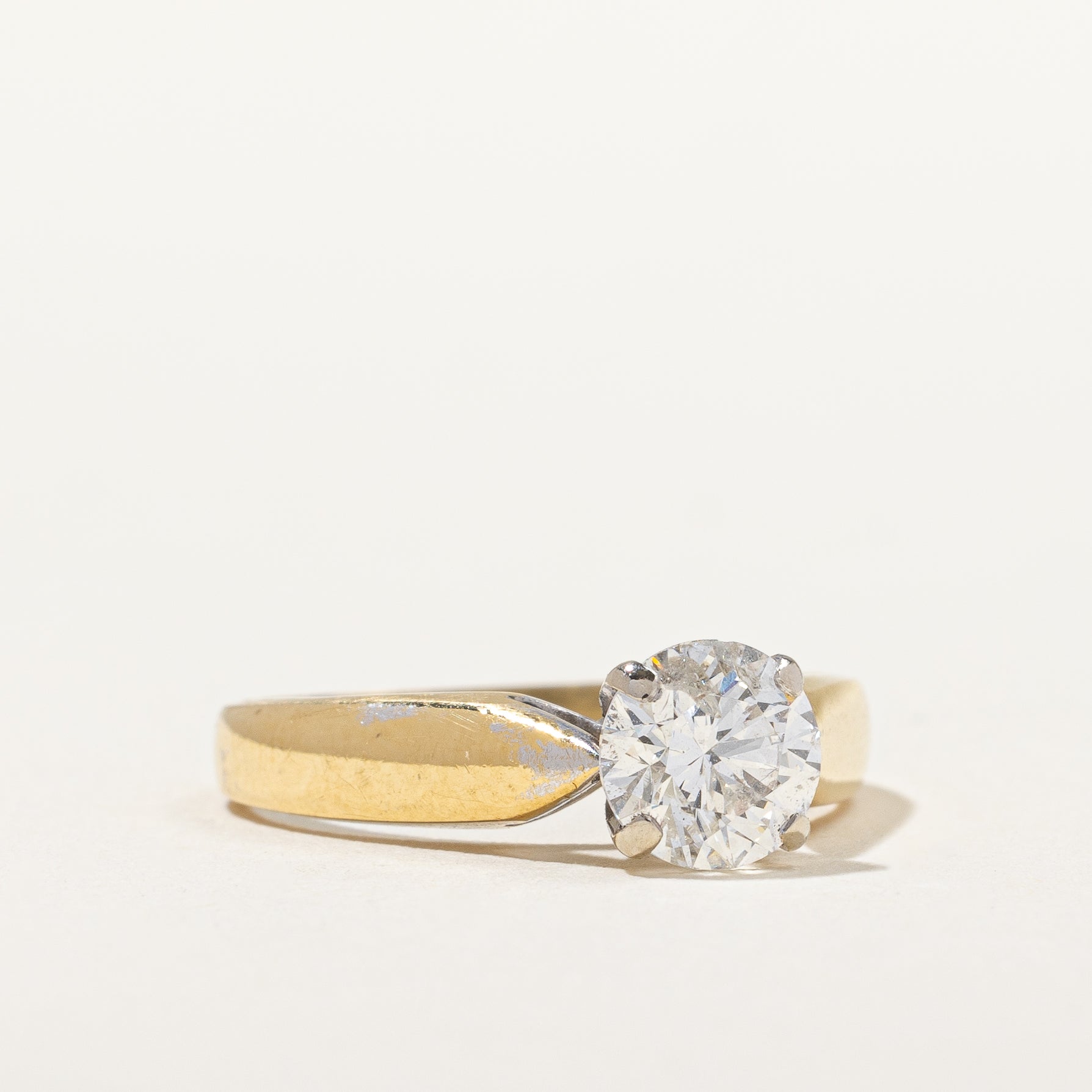18k Solitaire Diamond Engagement Ring | 0.96ct I2 H| SZ 5 |