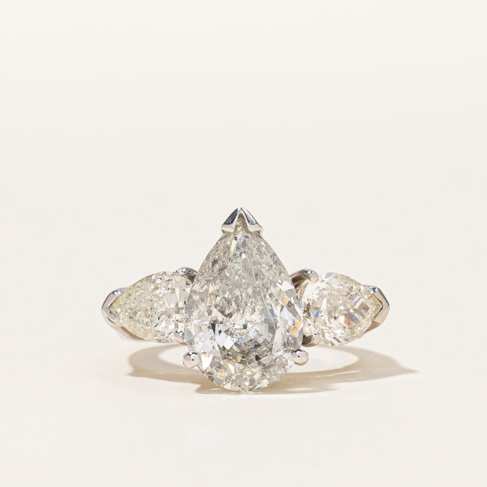 Pear Cut Three Stone Diamond Ring | 6.75ctw I2 I | SZ 6.5 |