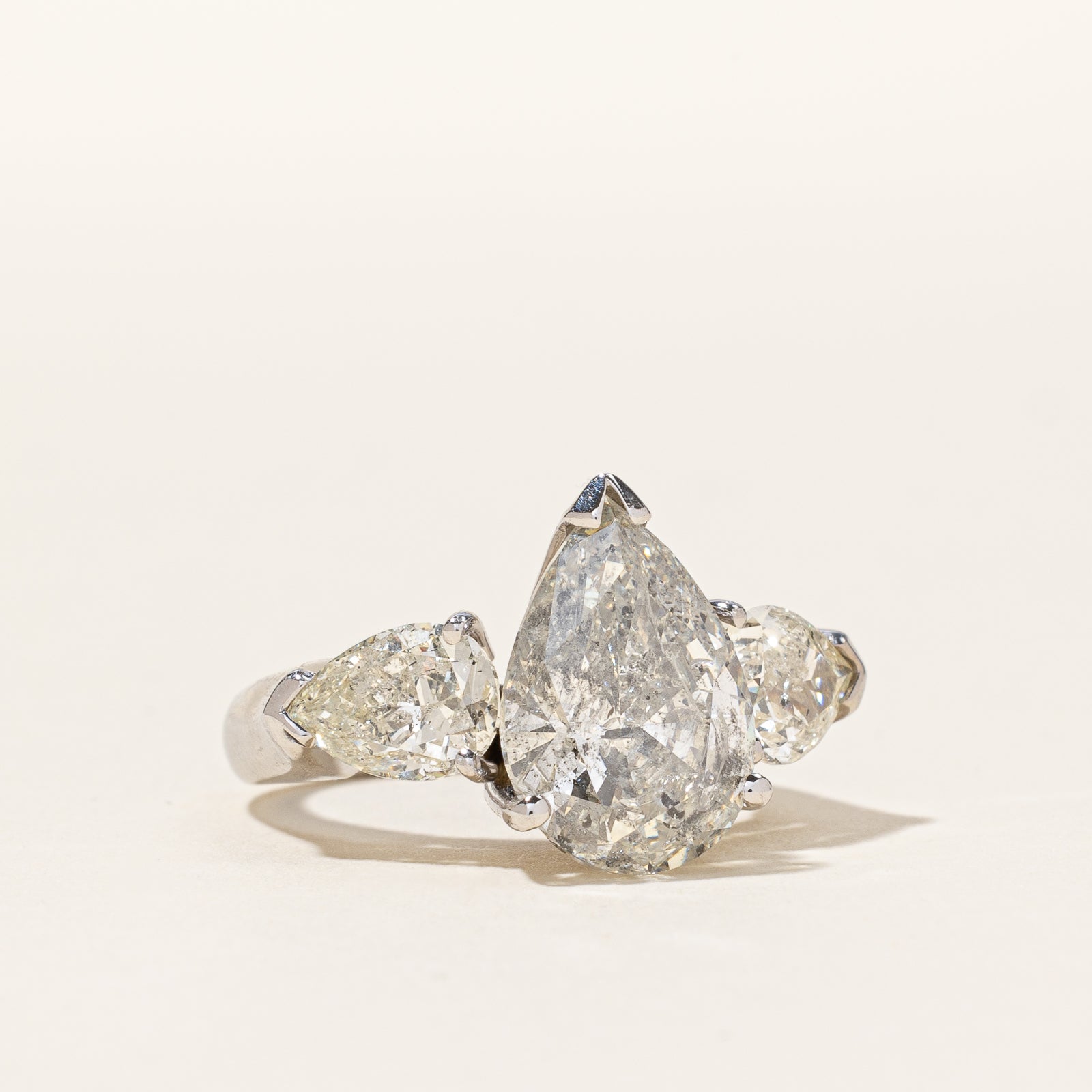 Pear Cut Three Stone Diamond Ring | 6.75ctw I2 I | SZ 6.5 |
