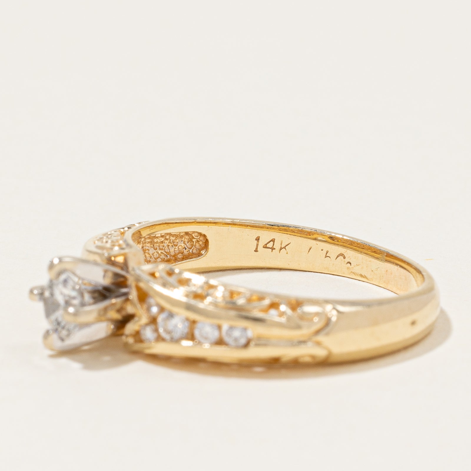 Solitaire with Accents Diamond Filigree Ring | 0.39ctw | SZ 7.25 |
