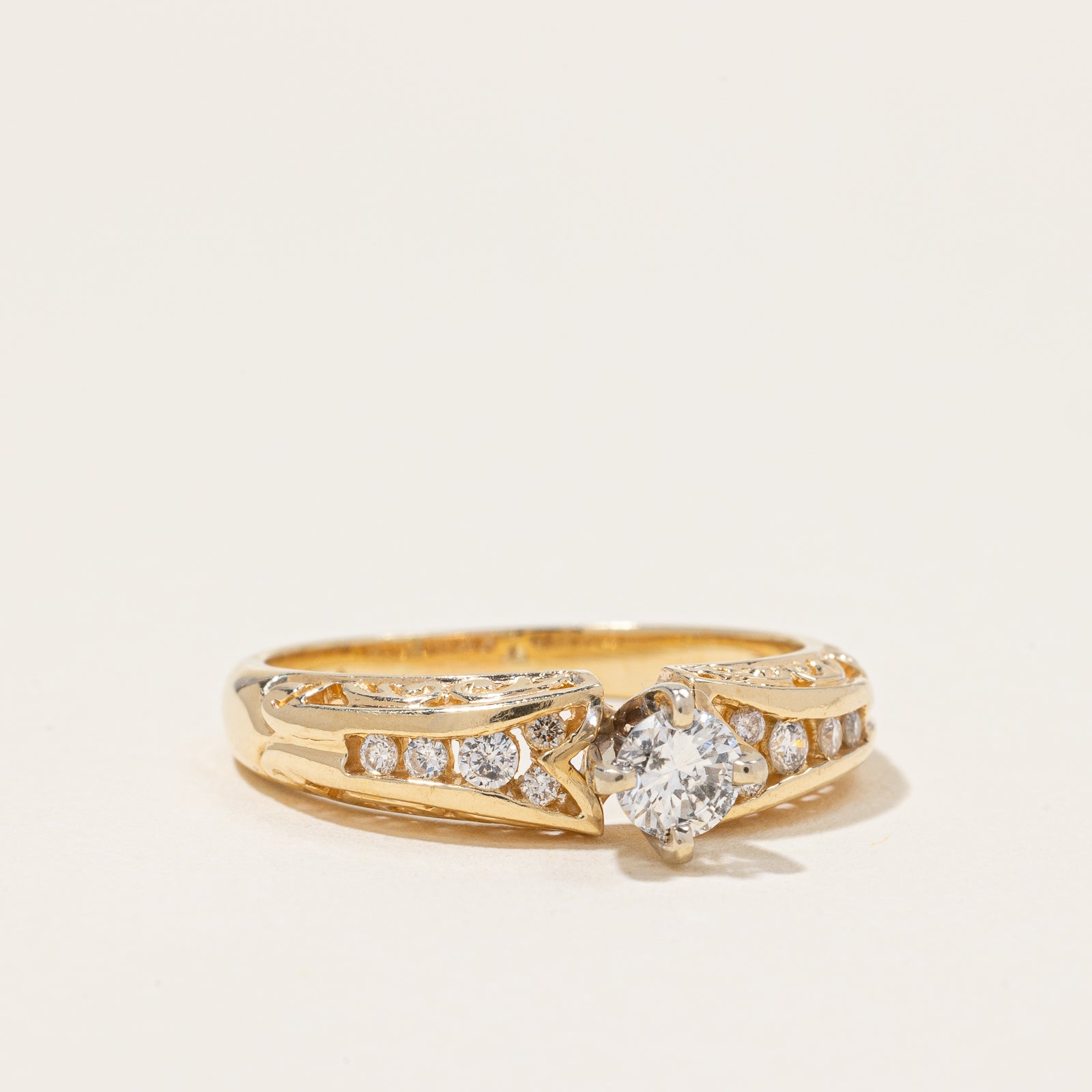 Solitaire with Accents Diamond Filigree Ring | 0.39ctw | SZ 7.25 |