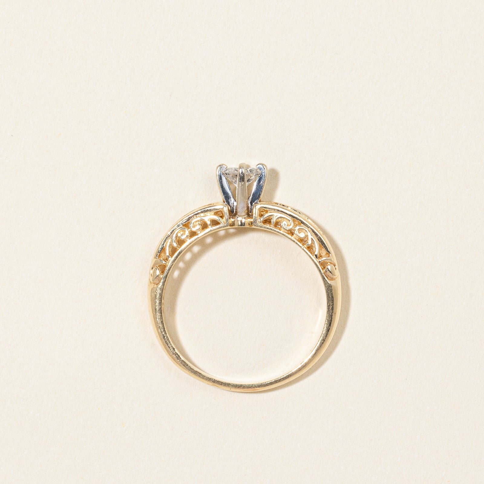 Solitaire with Accents Diamond Filigree Ring | 0.39ctw | SZ 7.25 |