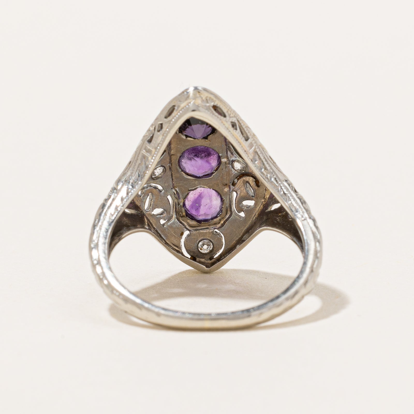 Art Deco Amethyst & Diamond Ring | 0.50ct, 0.07ctw | SZ 4.25 |