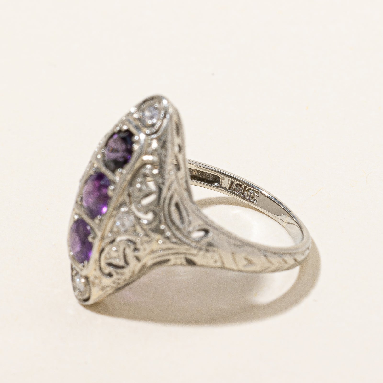 Art Deco Amethyst & Diamond Ring | 0.50ct, 0.07ctw | SZ 4.25 |