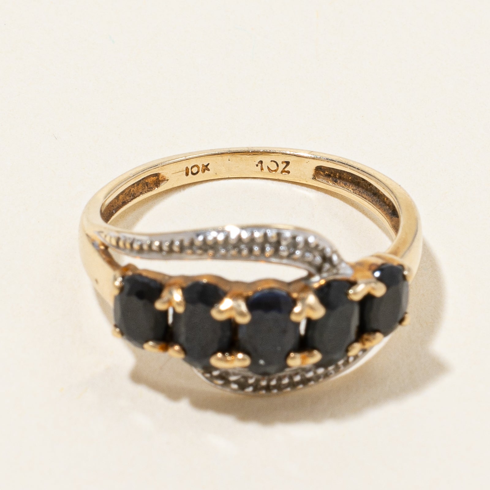 10k Yellow Gold Sapphire and Diamond Ring | 1.85ctw, 0.01ctw | SZ 4.25
