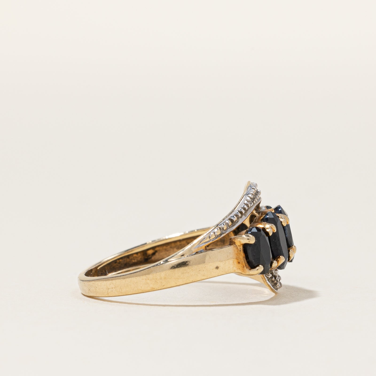 10k Yellow Gold Sapphire and Diamond Ring | 1.85ctw, 0.01ctw | SZ 4.25