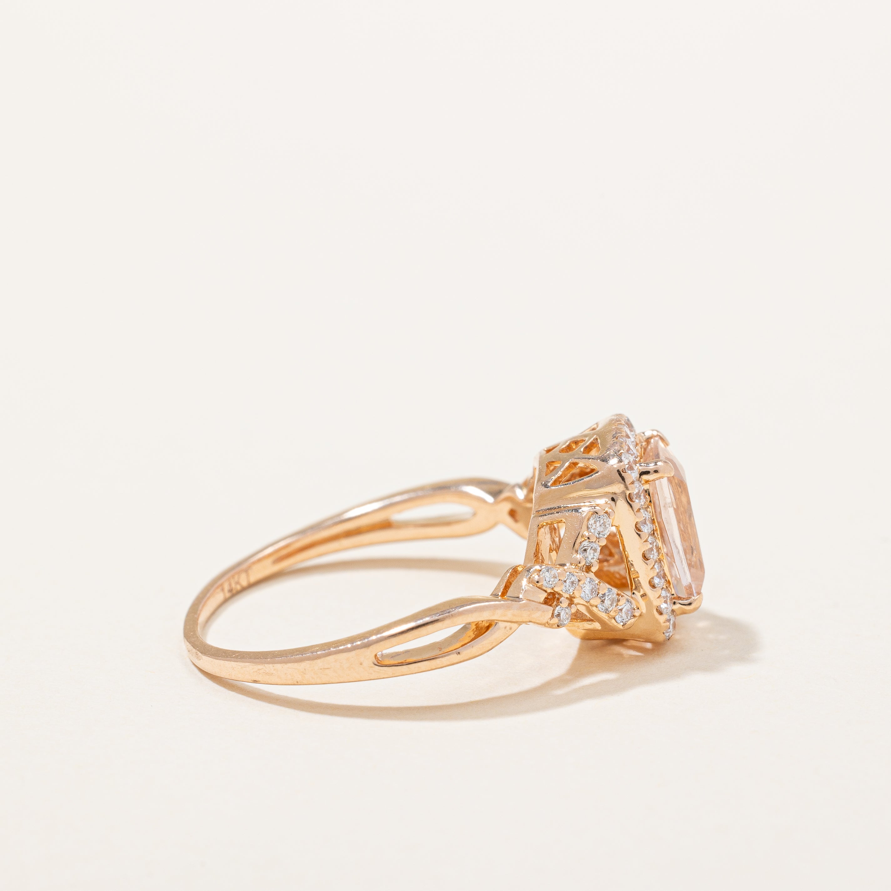 Morganite & Diamond Cocktail Ring | 0.75ct, 0.25ctw | SZ 5.25 |