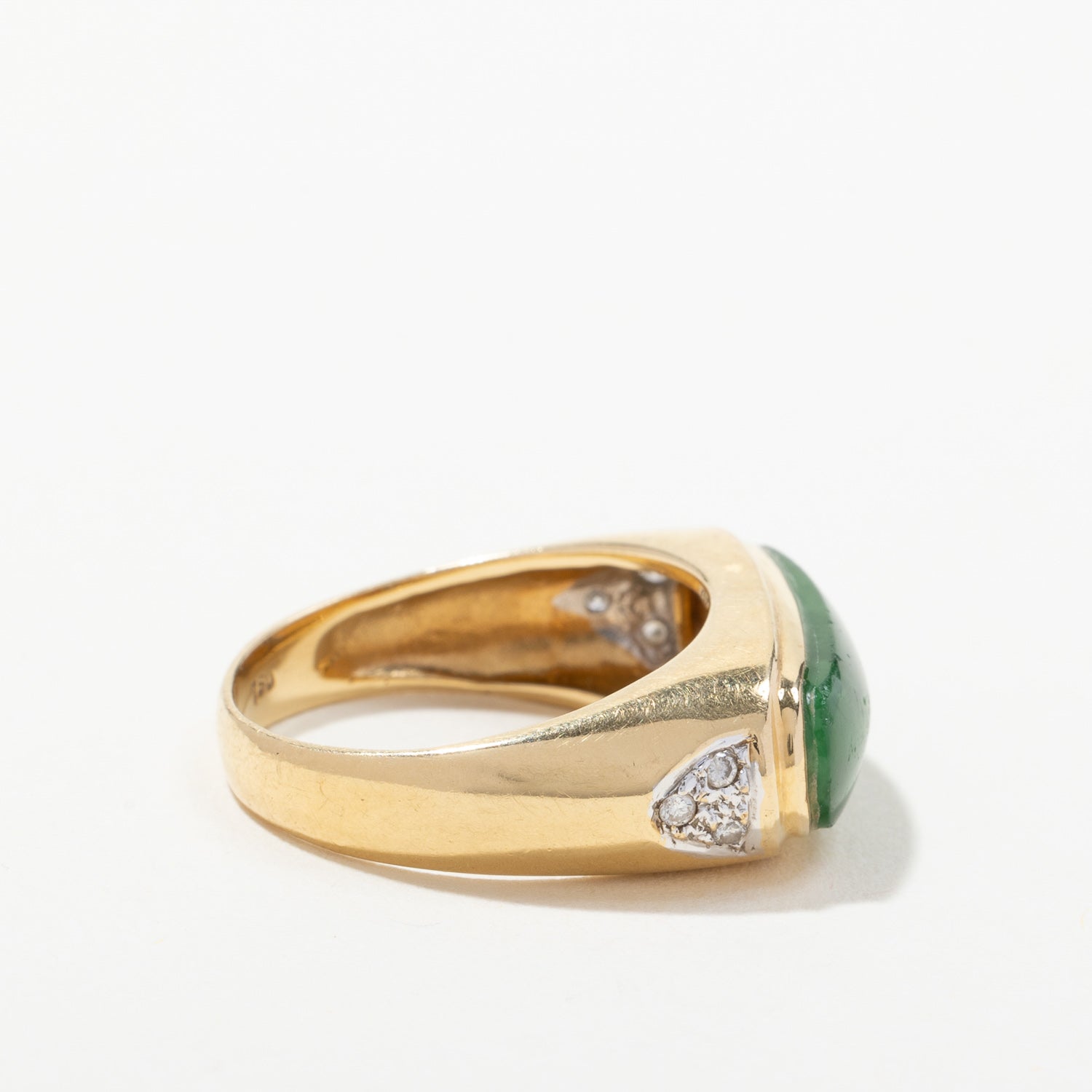 18k Yellow Gold Jadeite & Diamond Ring | 3.80ct, 0.06ctw | SZ 9.5