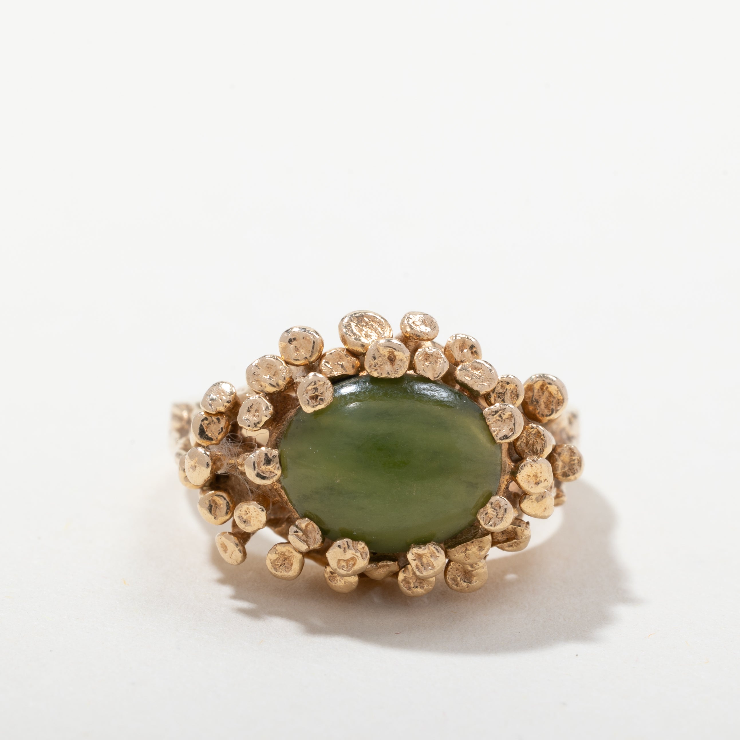 Bague en or jaune 14 carats et jade néphrite | Taille 4,5