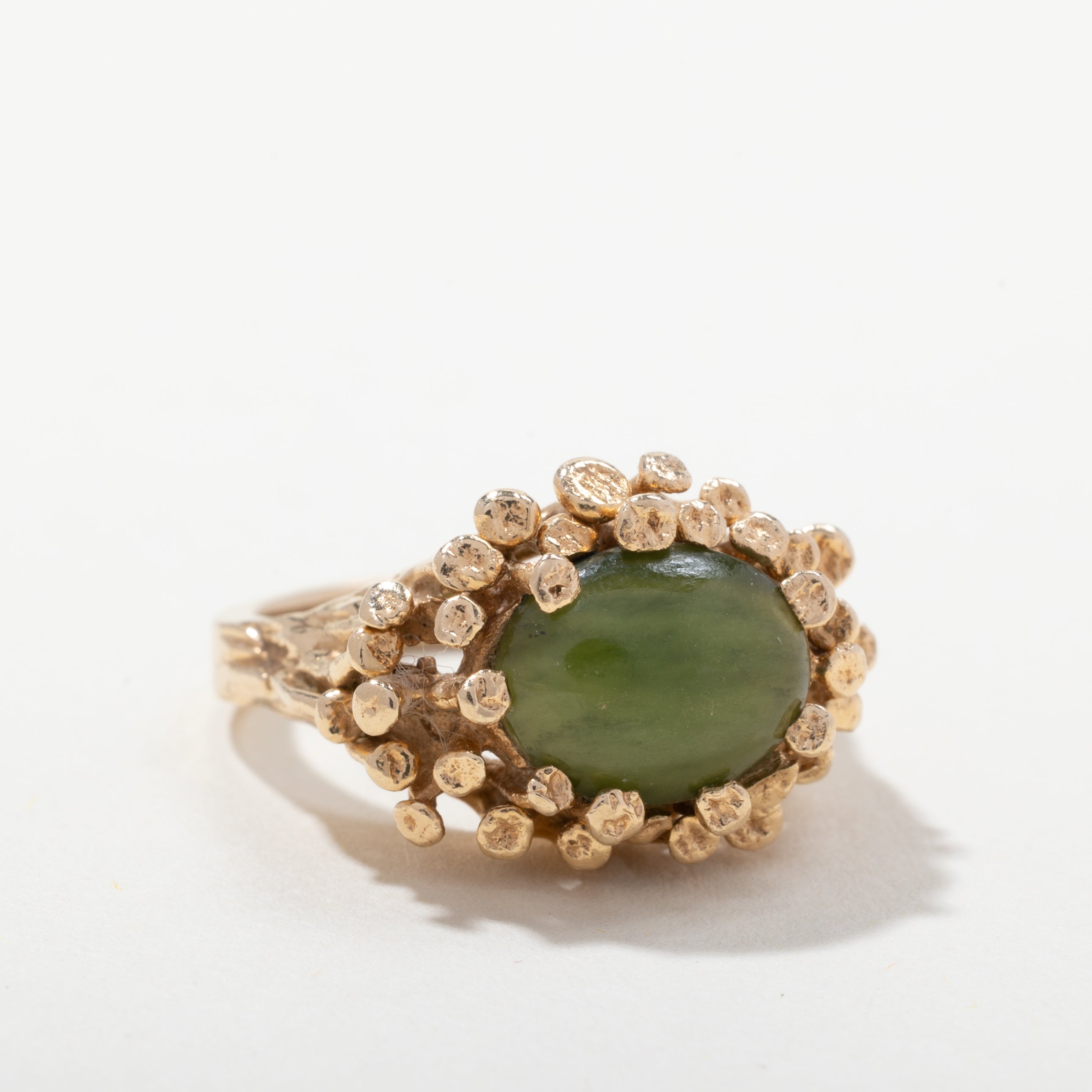 Bague en or jaune 14 carats et jade néphrite | Taille 4,5