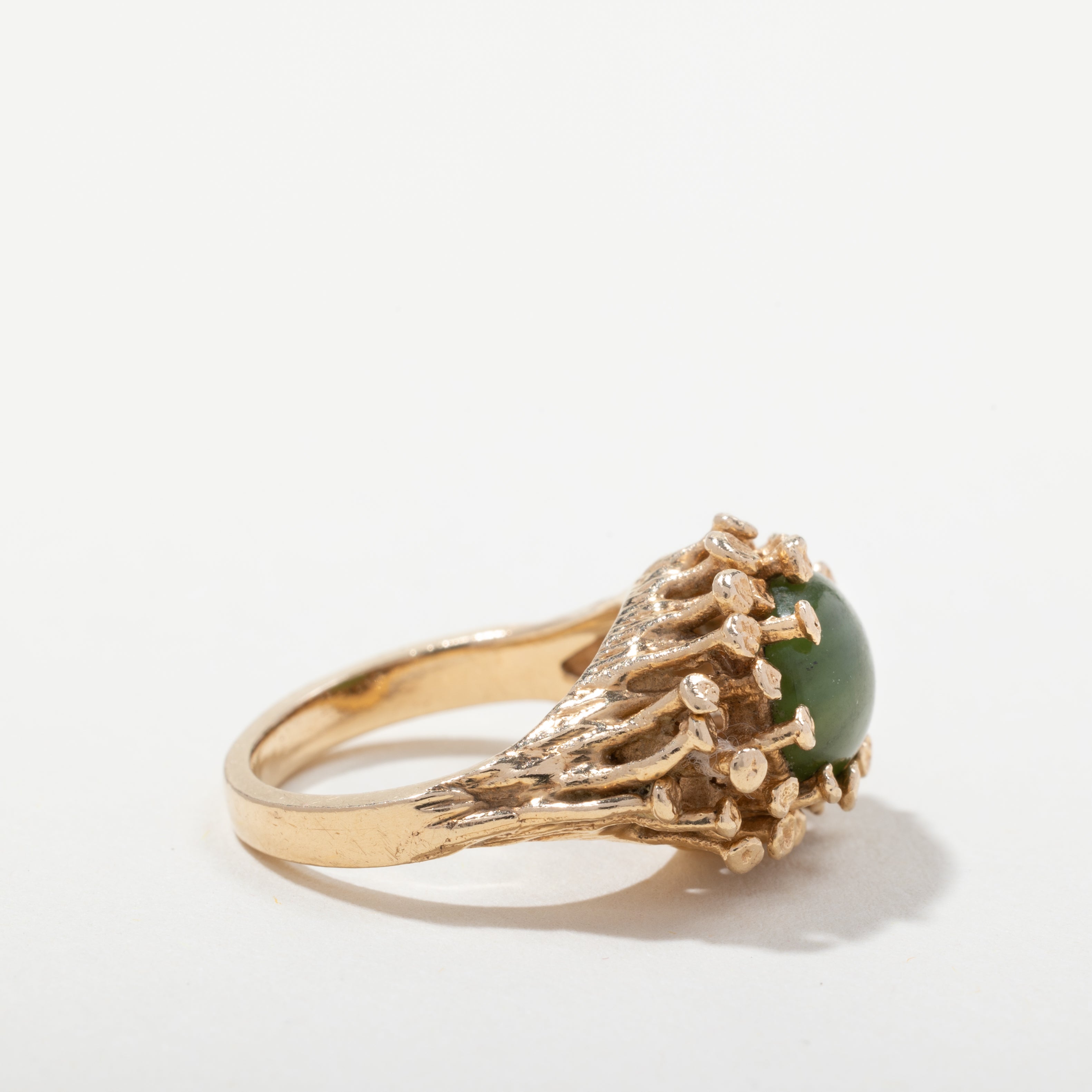 Bague en or jaune 14 carats et jade néphrite | Taille 4,5