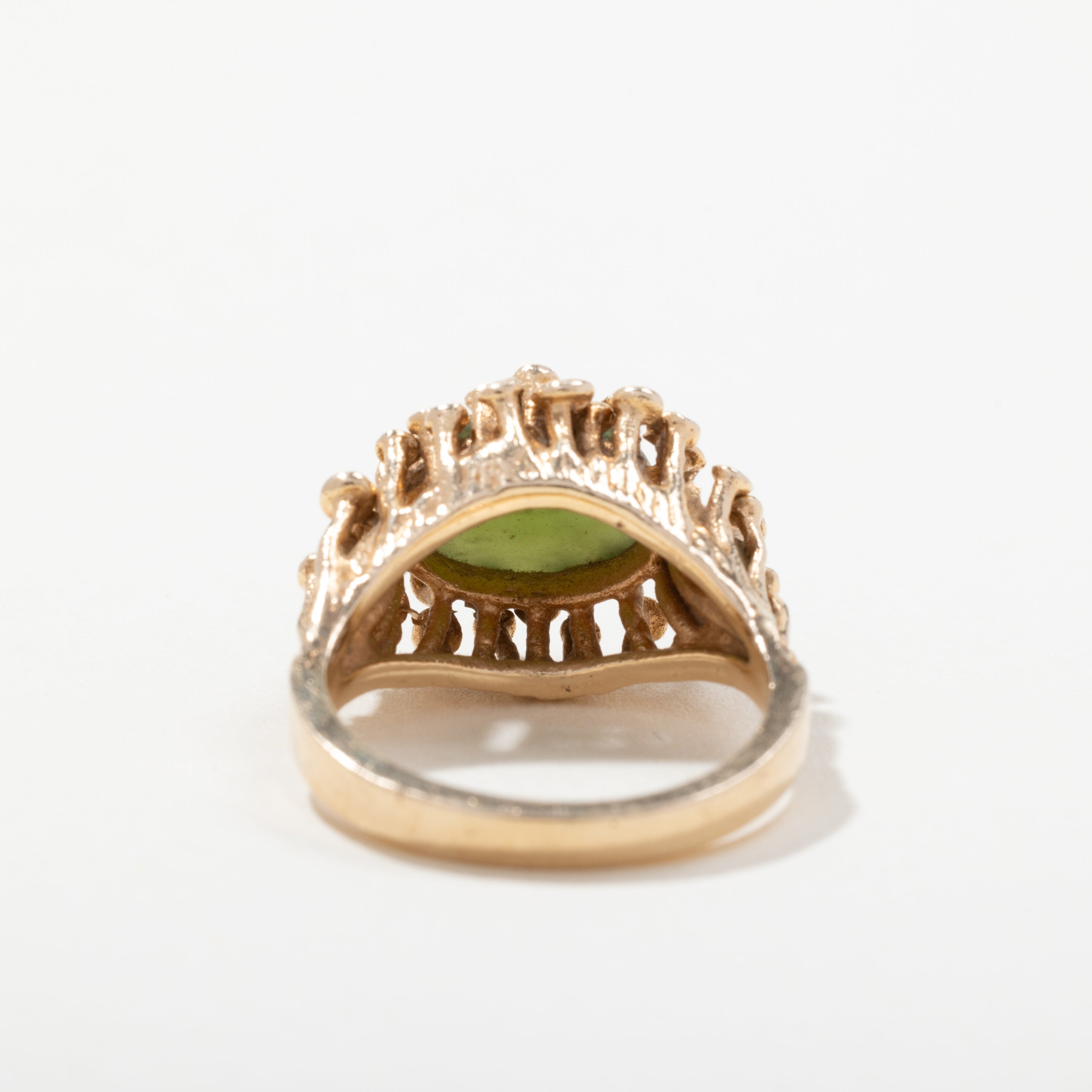 Bague en or jaune 14 carats et jade néphrite | Taille 4,5