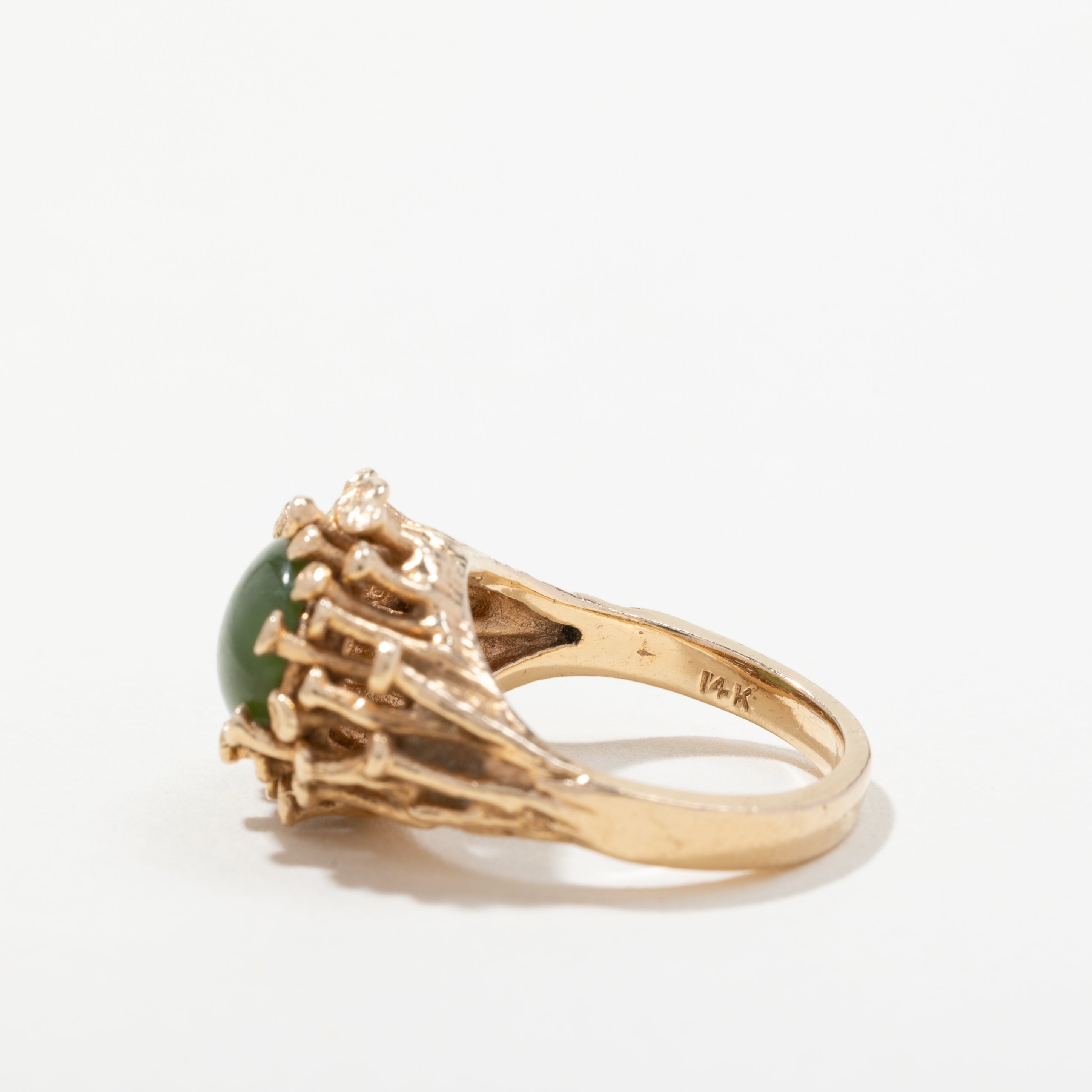 Bague en or jaune 14 carats et jade néphrite | Taille 4,5