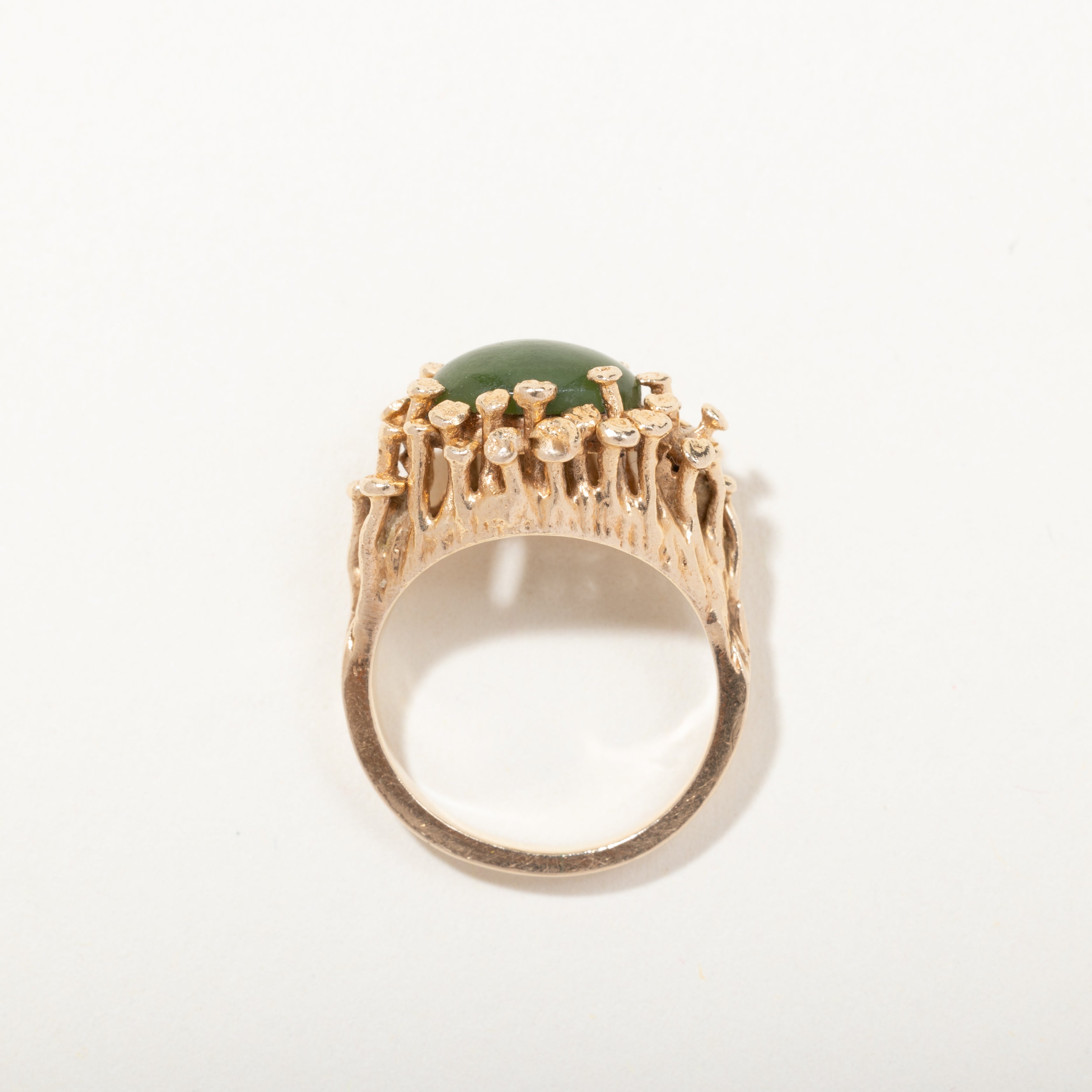Bague en or jaune 14 carats et jade néphrite | Taille 4,5