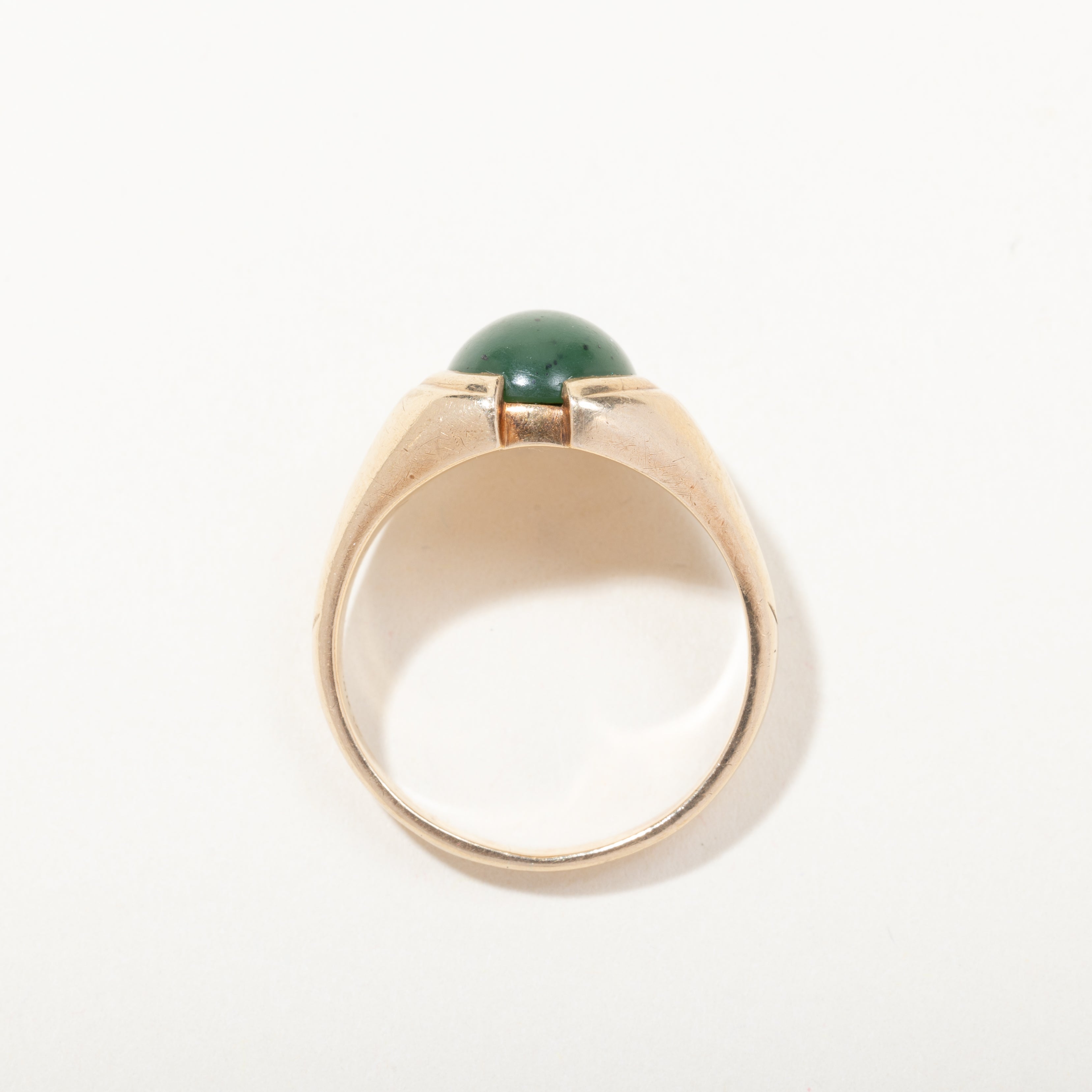 10k Yellow Gold Nephrite Jade Solitaire Ring | SZ 10