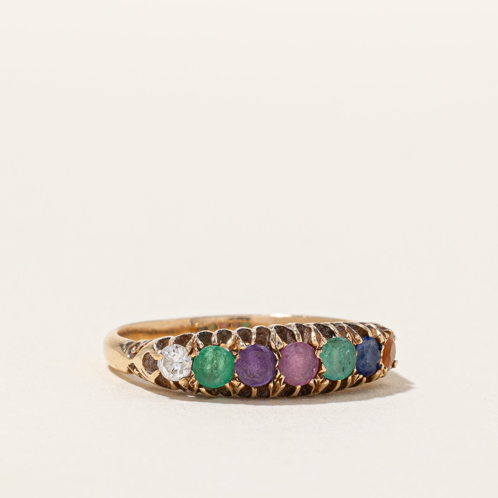 Antique Acrostic "DEAREST" Multi-Gemstone Ring | 0.63ctw | SZ 7 |