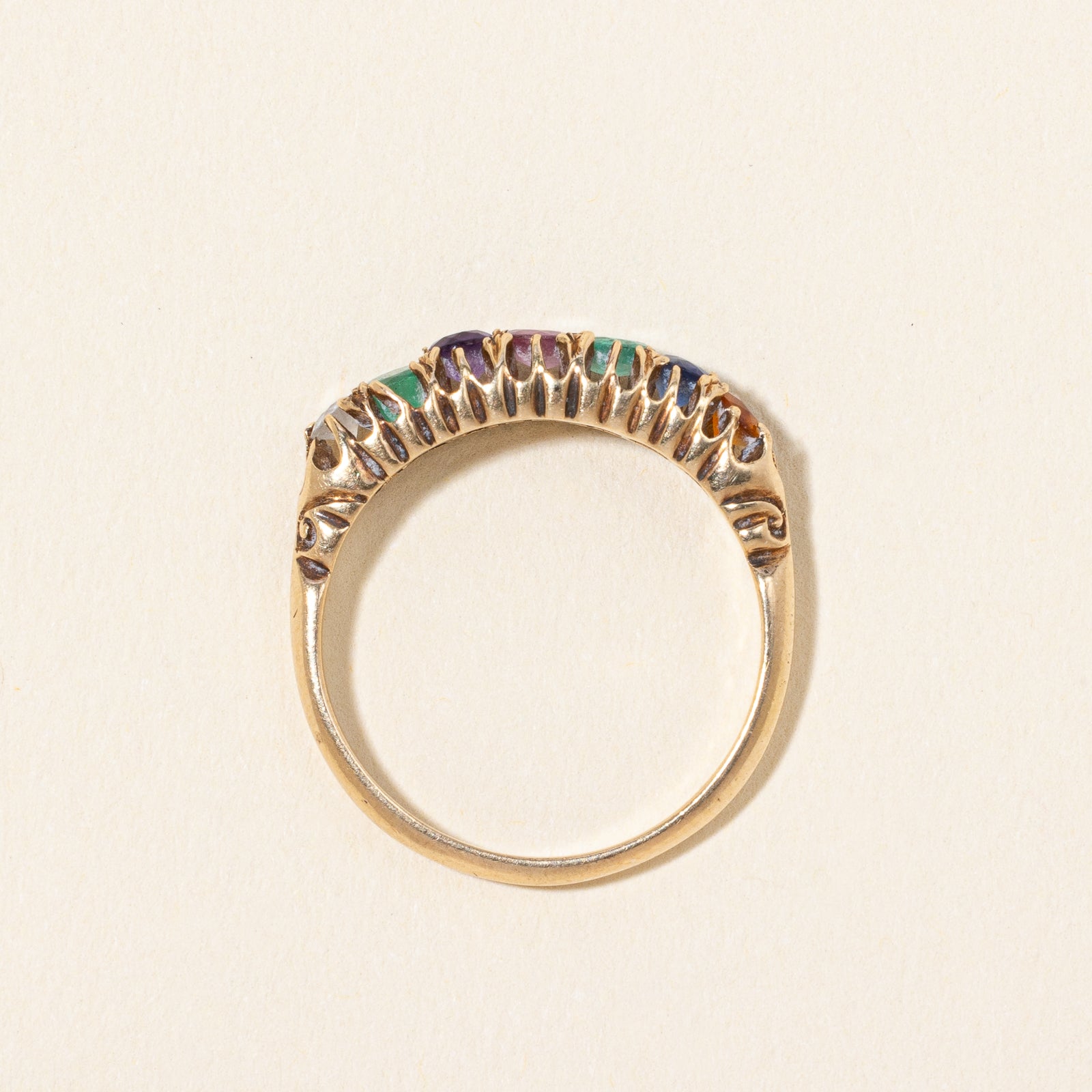 Antique Acrostic "DEAREST" Multi-Gemstone Ring | 0.63ctw | SZ 7 |